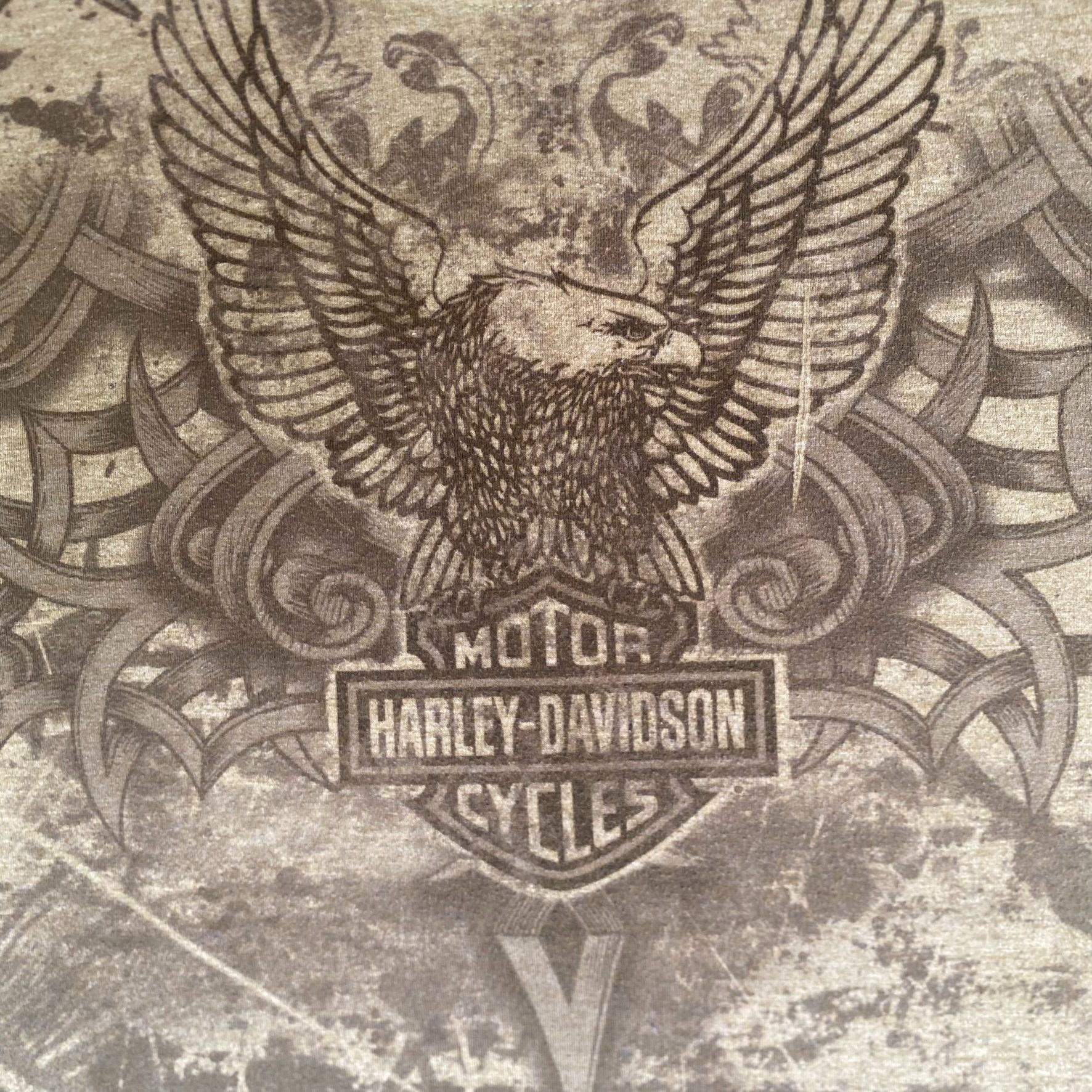 Harley Davidson Vintage Y2K Harley Davidson Shirt Biker Logo AOP Tan Tee Size US XL / EU 56 / 4 - 3 Thumbnail