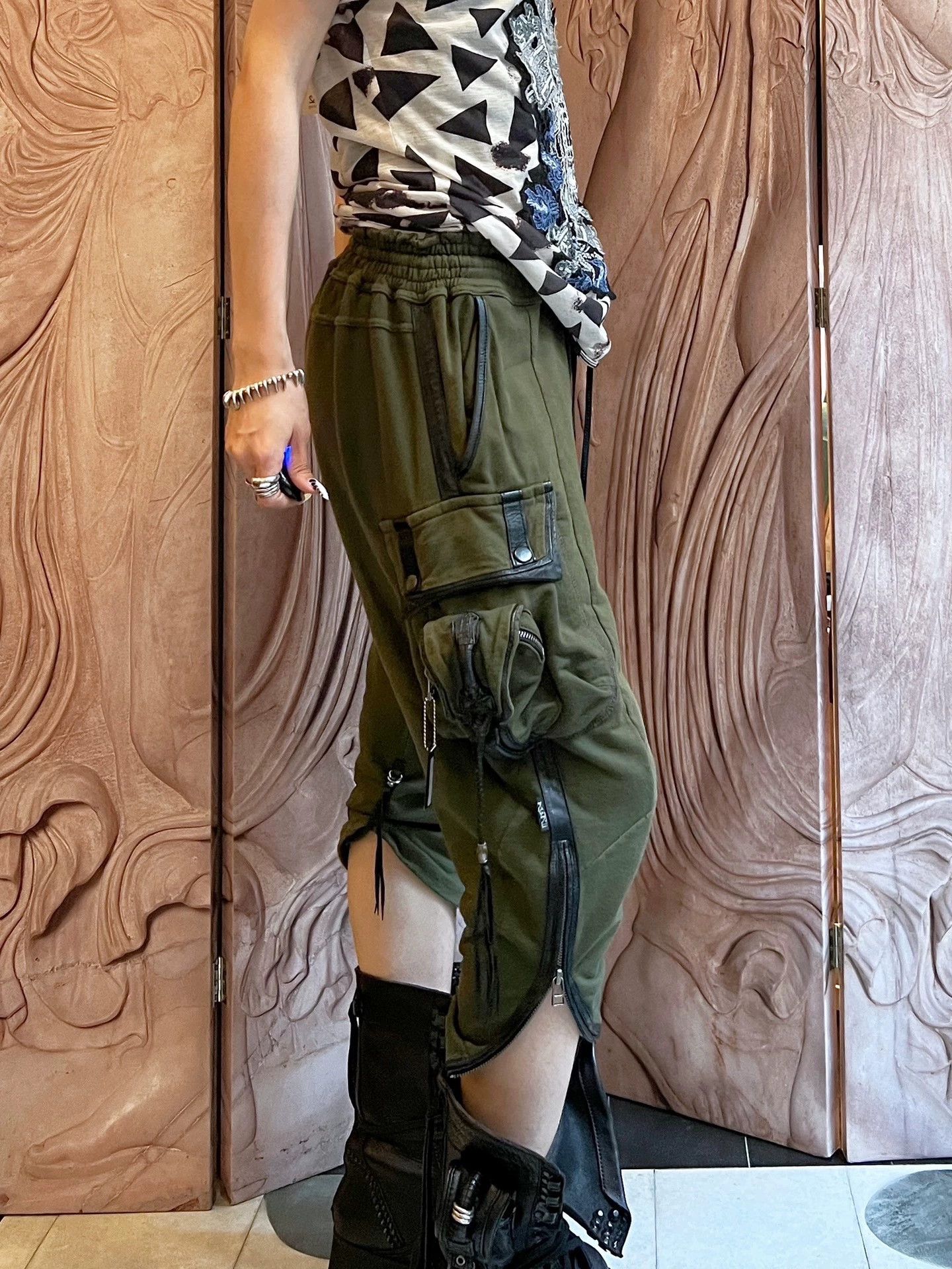 KMRii Kmrii Vintage Unisex Leather Cord Waist Pocket Sweatpants S Size 26" / US 2 / IT 38 - 4 Thumbnail