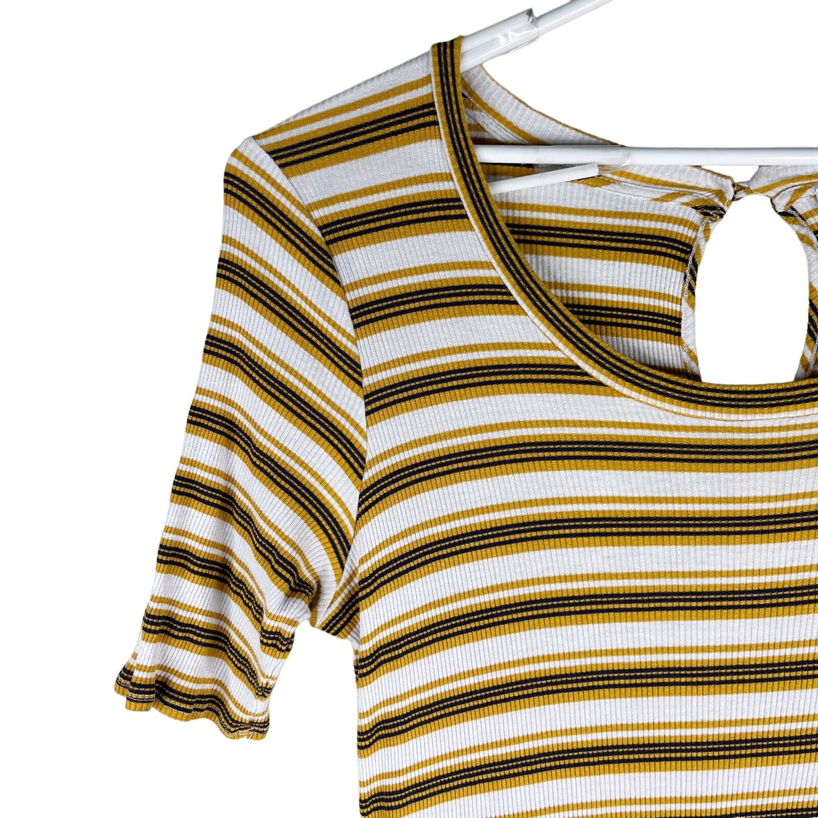 Other Monteau Jumpsuit 2X Navy Yellow Stripes SS Stretch Pockets Size 42" / US 20 - 6 Thumbnail