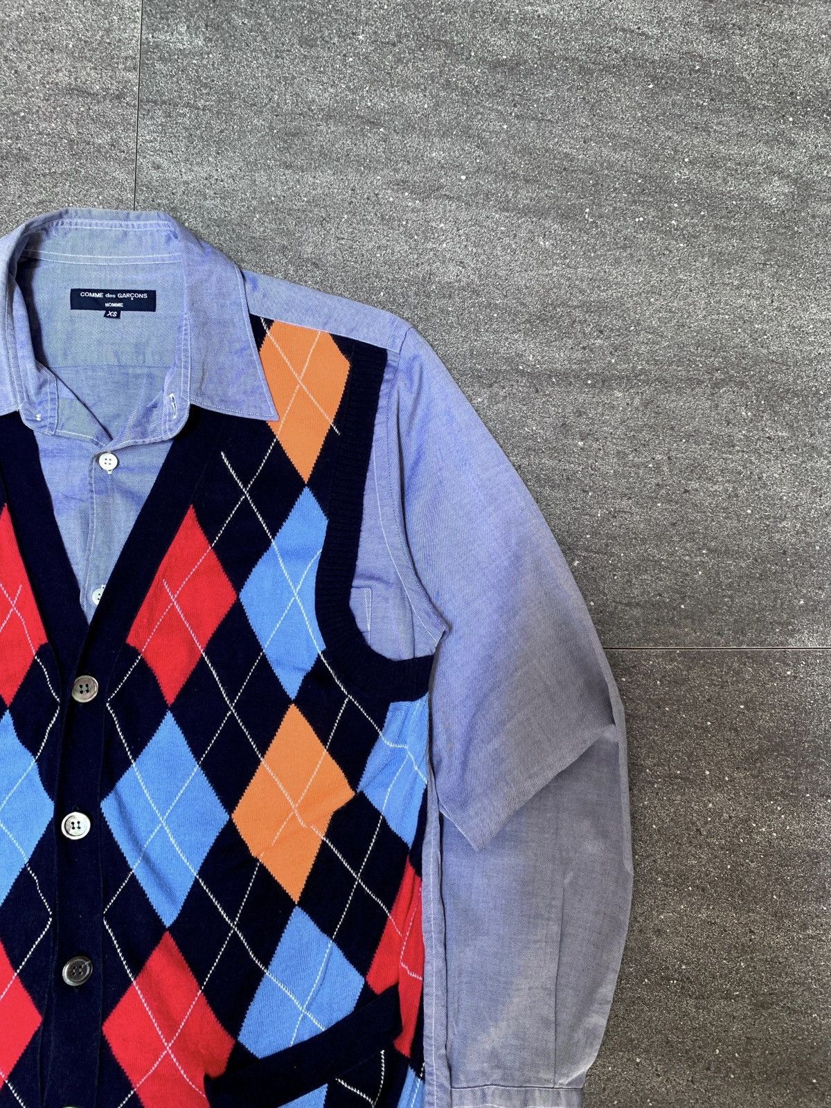 Comme des Garcons Homme AD2010 Argyle Layered Knit Vest Shirt - Small Size US S / EU 44-46 / 1 - 3 Thumbnail