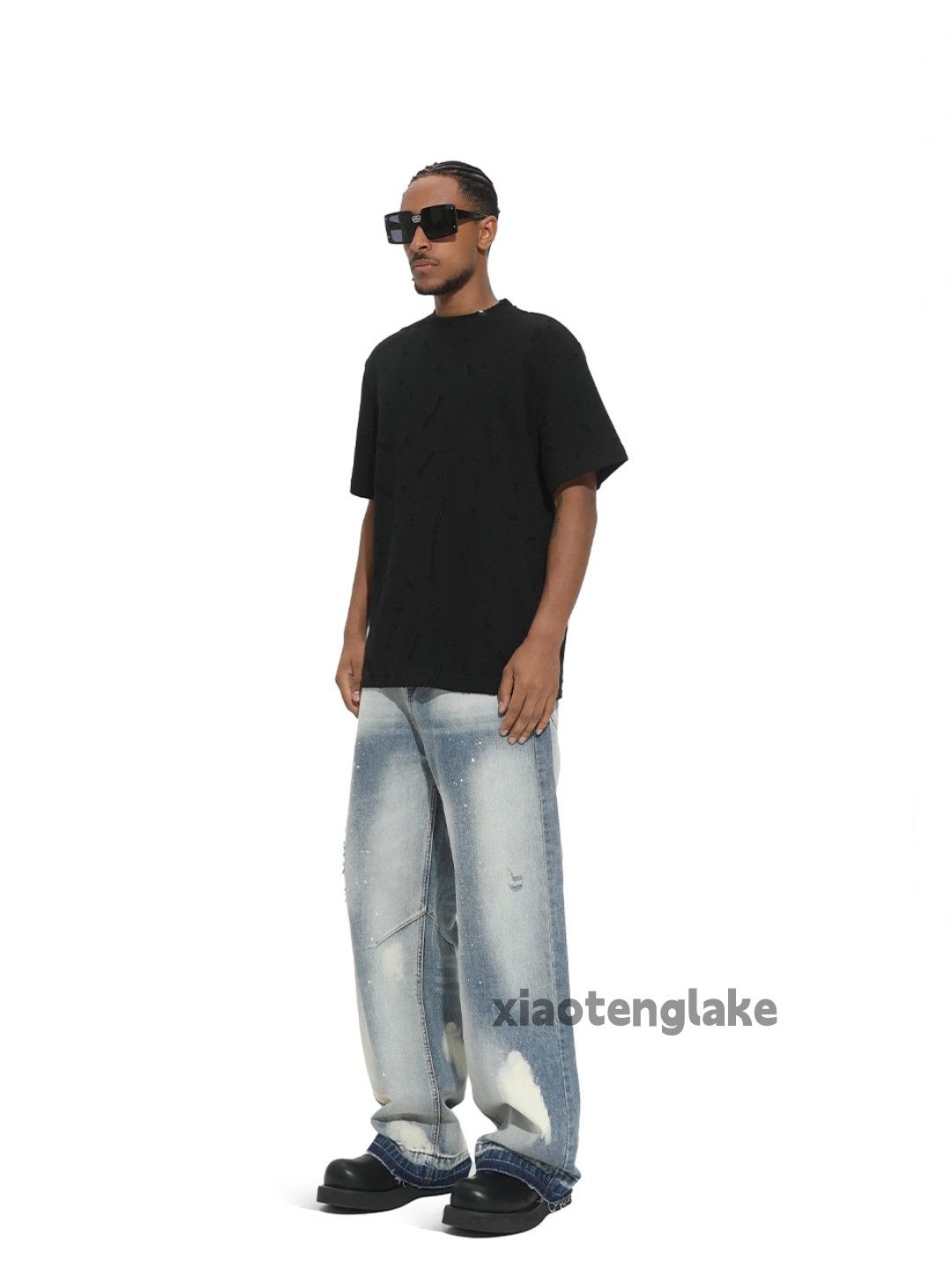 Jean Utility skate hiphop loose baggy stain paint jeans Size US 30 / EU 46 - 3 Thumbnail