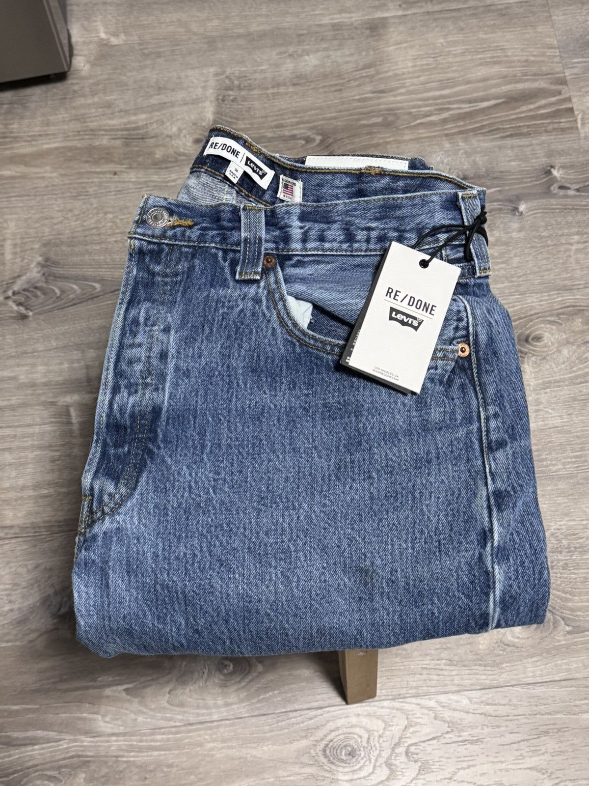 RE/DONE NWT RE/DONE Men’s 1401 Straight Leg Jeans – Worn In Blue Size US 36 / EU 52 - 7 Thumbnail