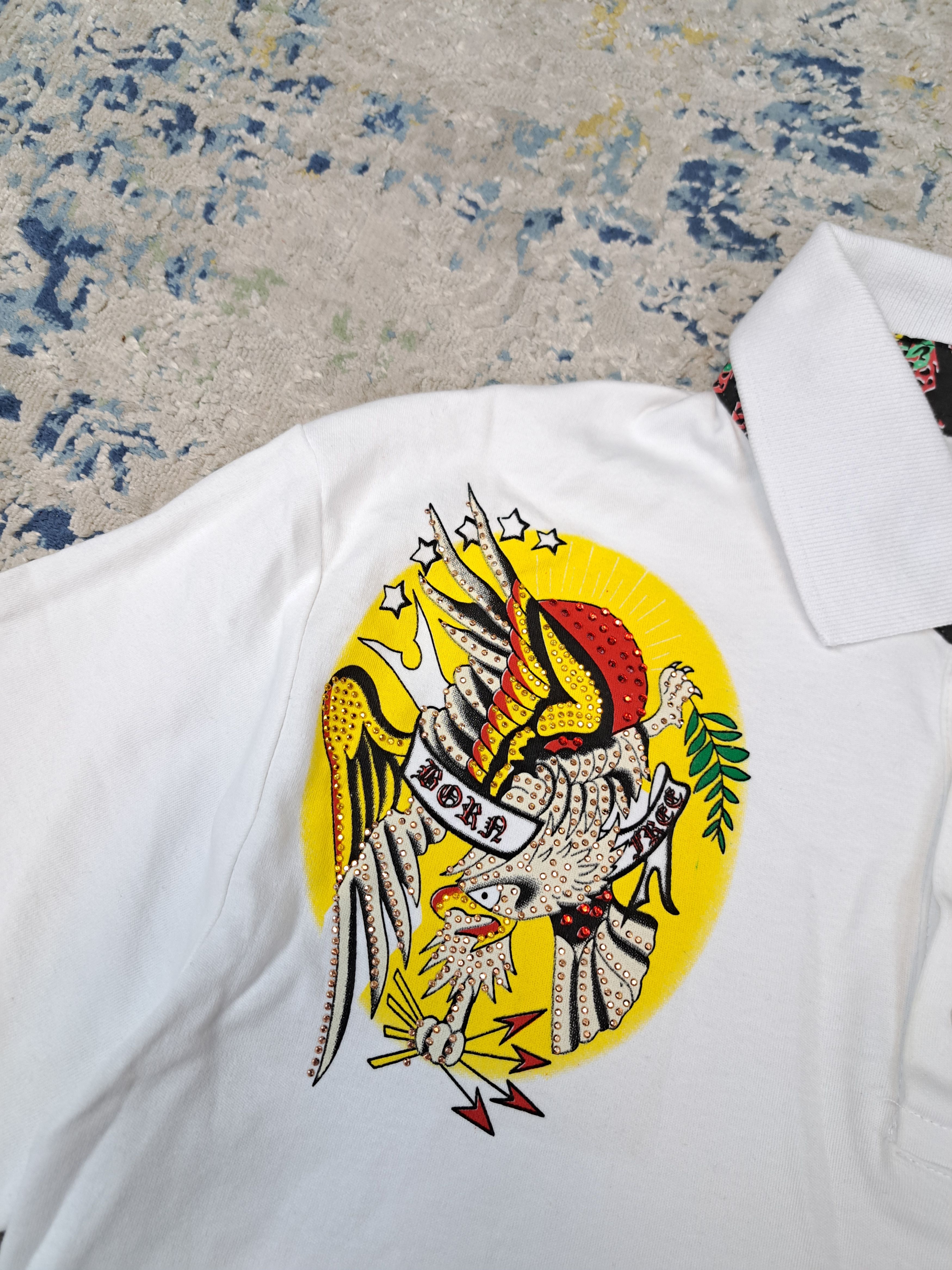 Ed Hardy Ed Hardy Big Logo Polo Shirt Rhinestones Drip Swag y2k Size L / US 10 / IT 46 - 4 Thumbnail