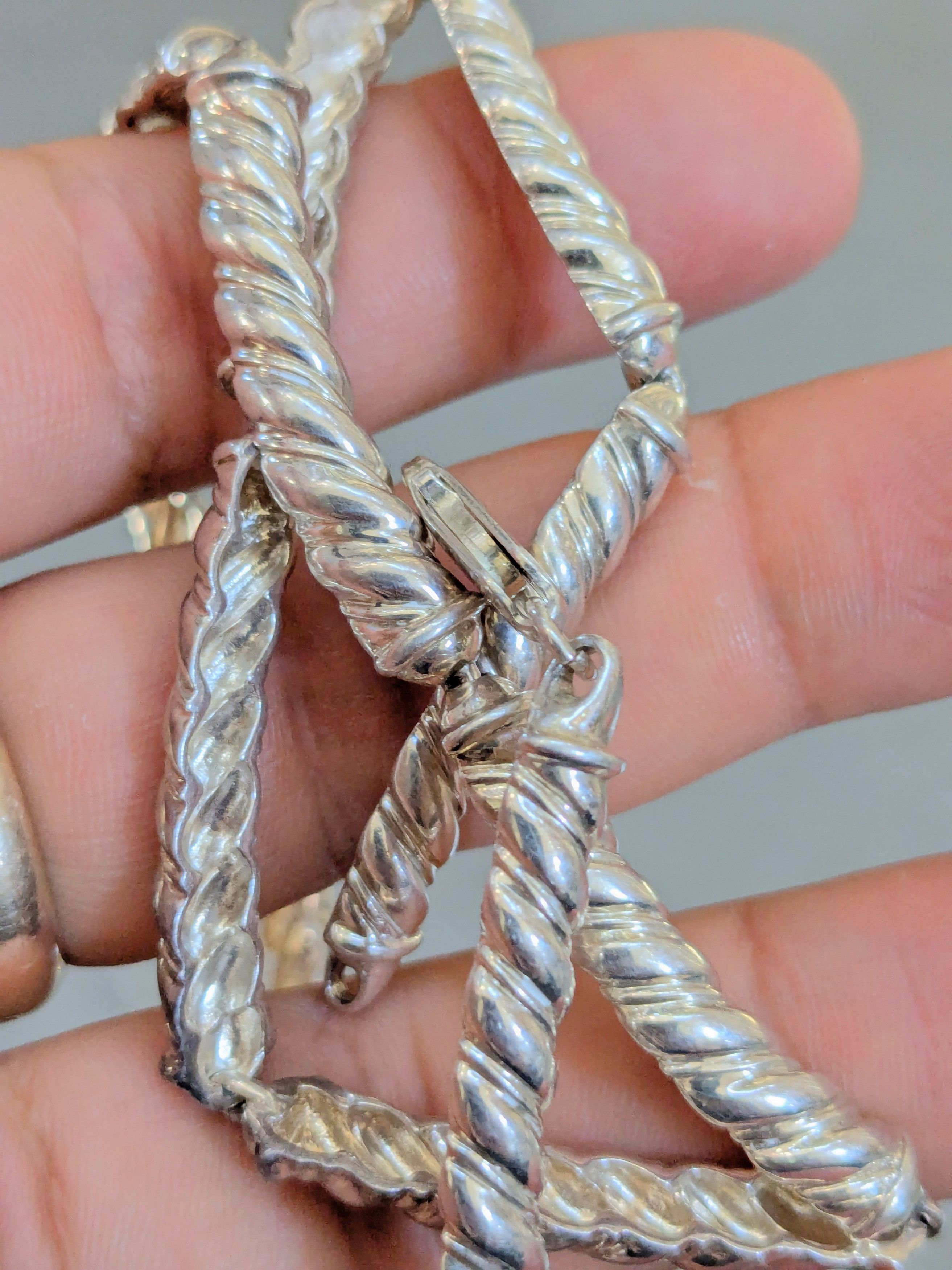 Jewelry Vintage Sterling Silver Necklace 17 Chain Link Size ONE SIZE - 12 Thumbnail