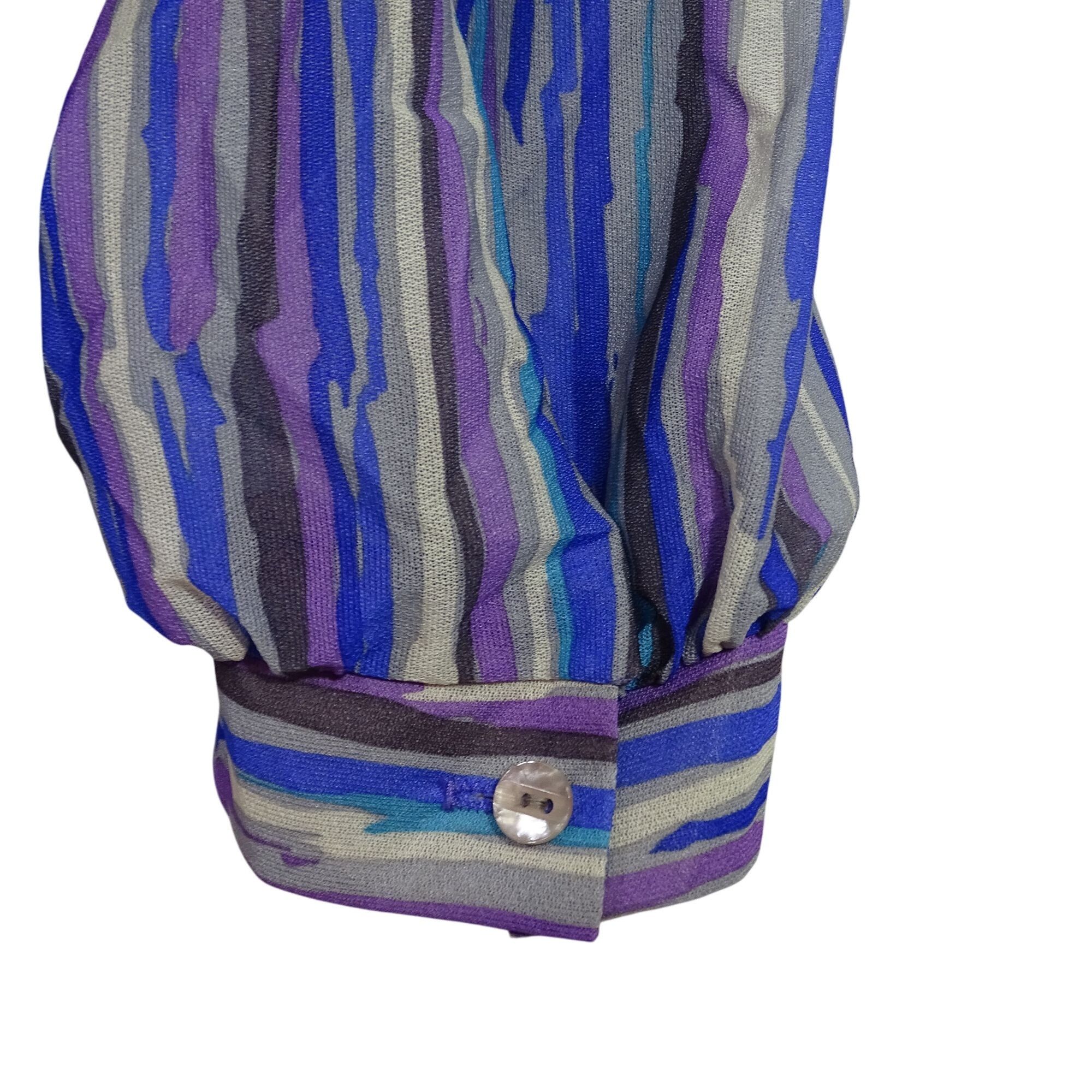 Other Vintage 80s Teddi Of California Stripe Ruffle Blouse Size 18 Size XXL / US 16-18 / IT 52-54 - 4 Thumbnail
