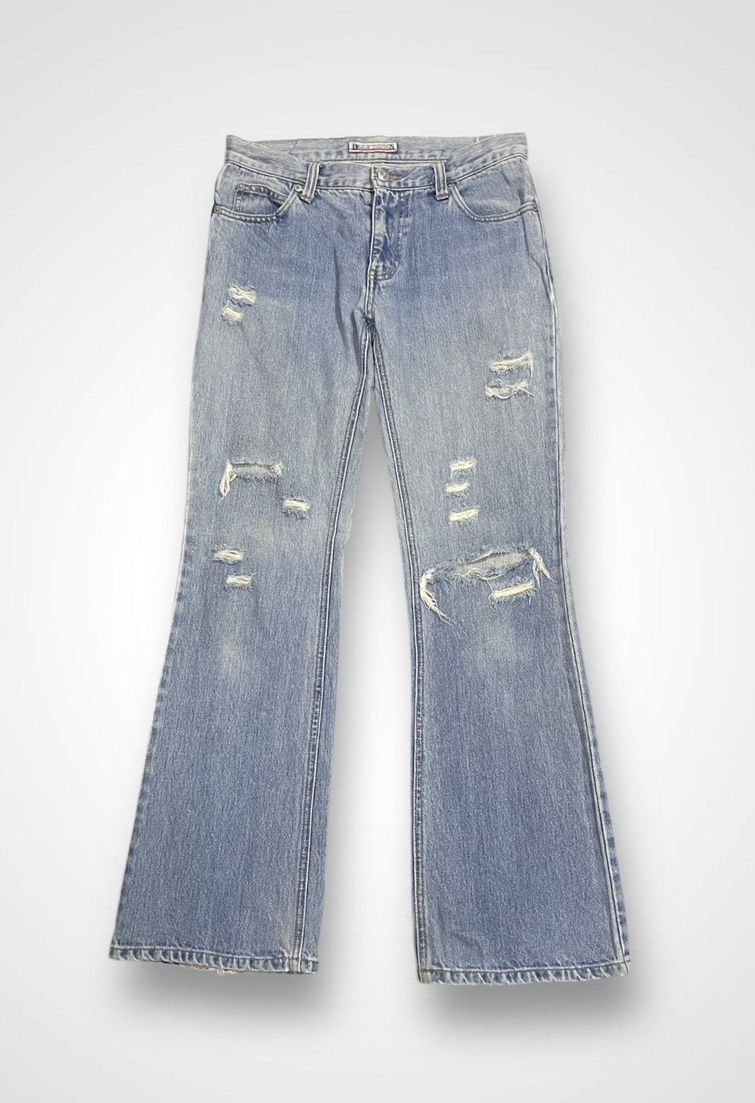 Japanese Brand Daily Topics Flare Distressed Jeans (14) Size 29" - 1 Thumbnail