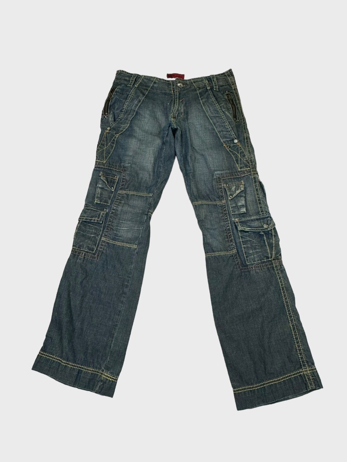 Japanese Brand EVOLUTION CARGO MULTIPOCKET DISTRESSED DENIM Size US 31 - 1 Thumbnail