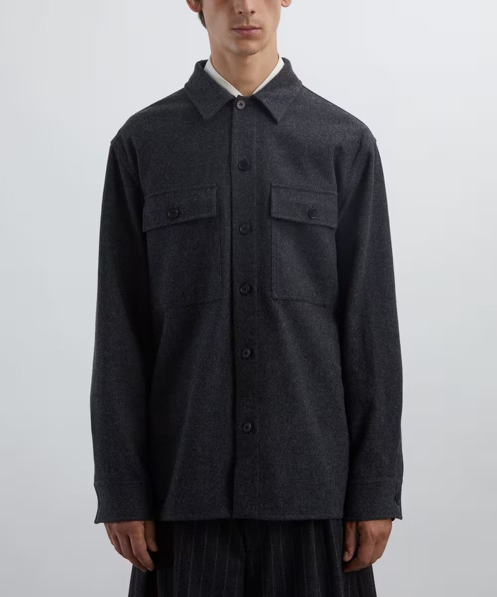 Jil Sander o1w1db11025 Wool Shirt Jacket in Dark Grey Size US XL / EU 56 / 4 - 3 Thumbnail