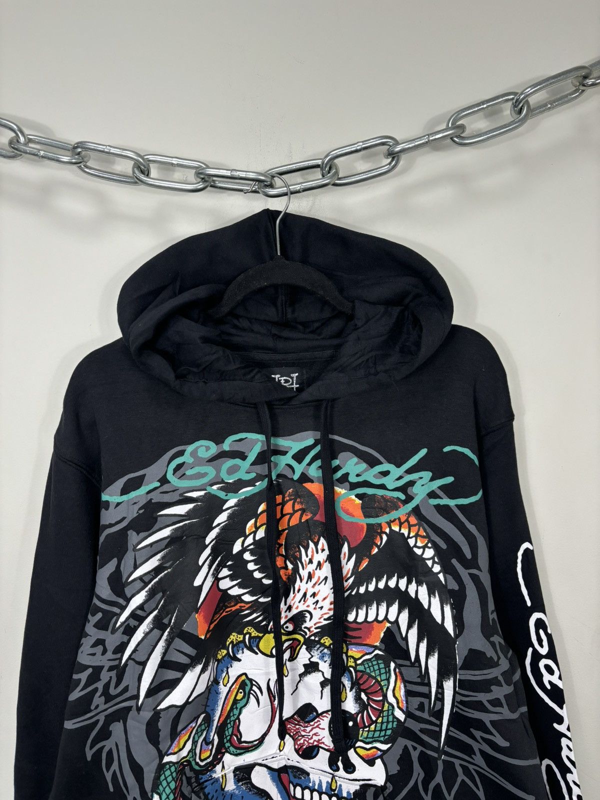 Christian Audigier Ed Hardy Y2K Eagle Skull NEW Hype Tattoo Black Hoodie Size US XL / EU 56 / 4 - 3 Thumbnail