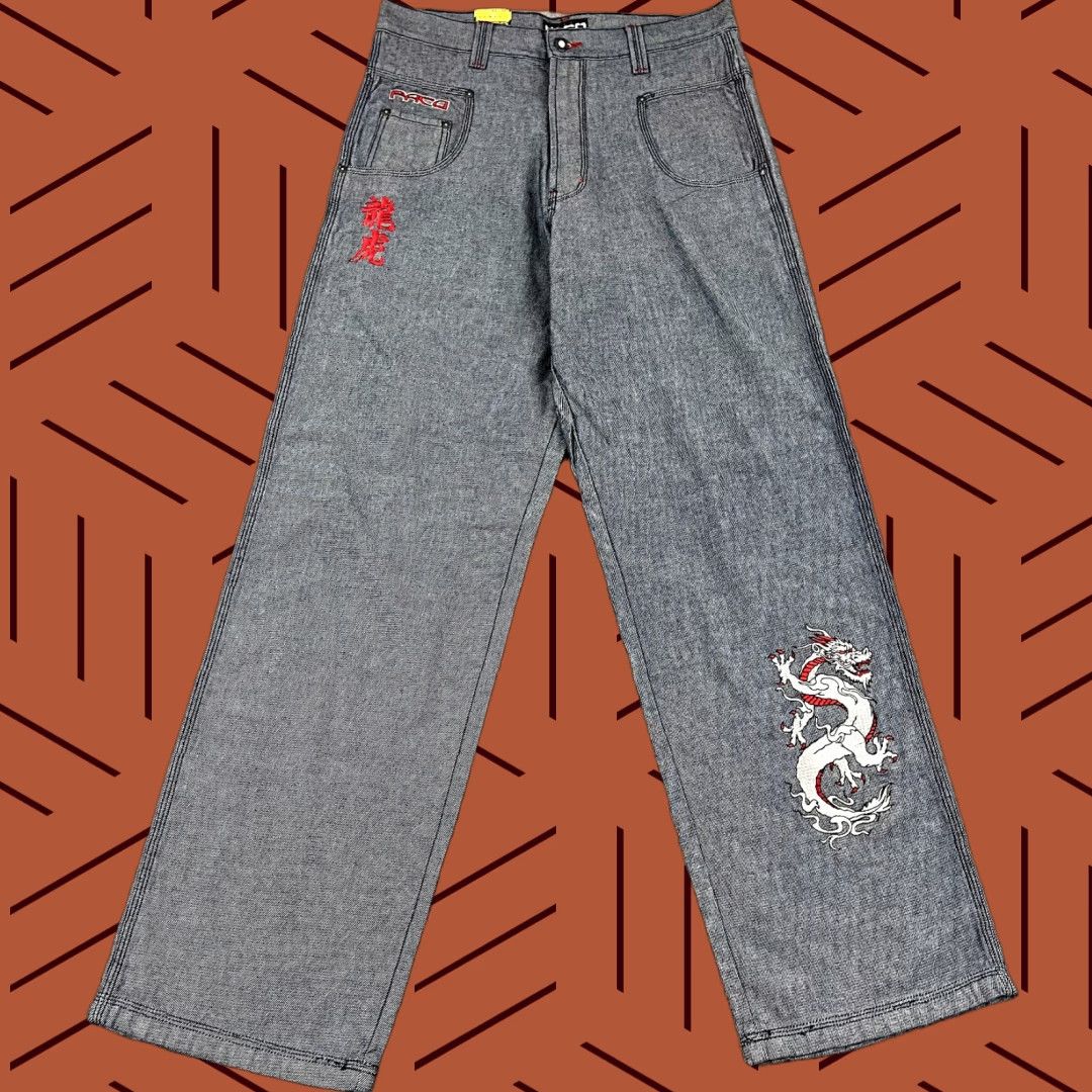 Vintage VINTAGE PACO Jeans Men’s 32x33 Denim Straight Fit Embroidered Dragon Tiger 90s Hip Hop Skater Blue Size US 32 / EU 48 - 1 Thumbnail