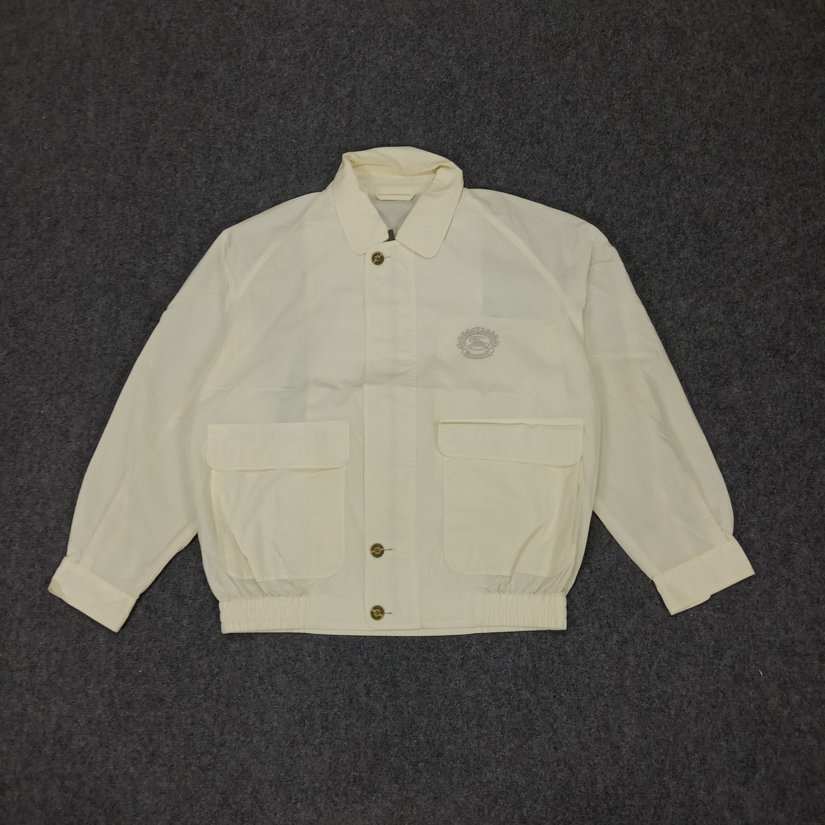 Burberry White Fashion Style Bombers Jacket