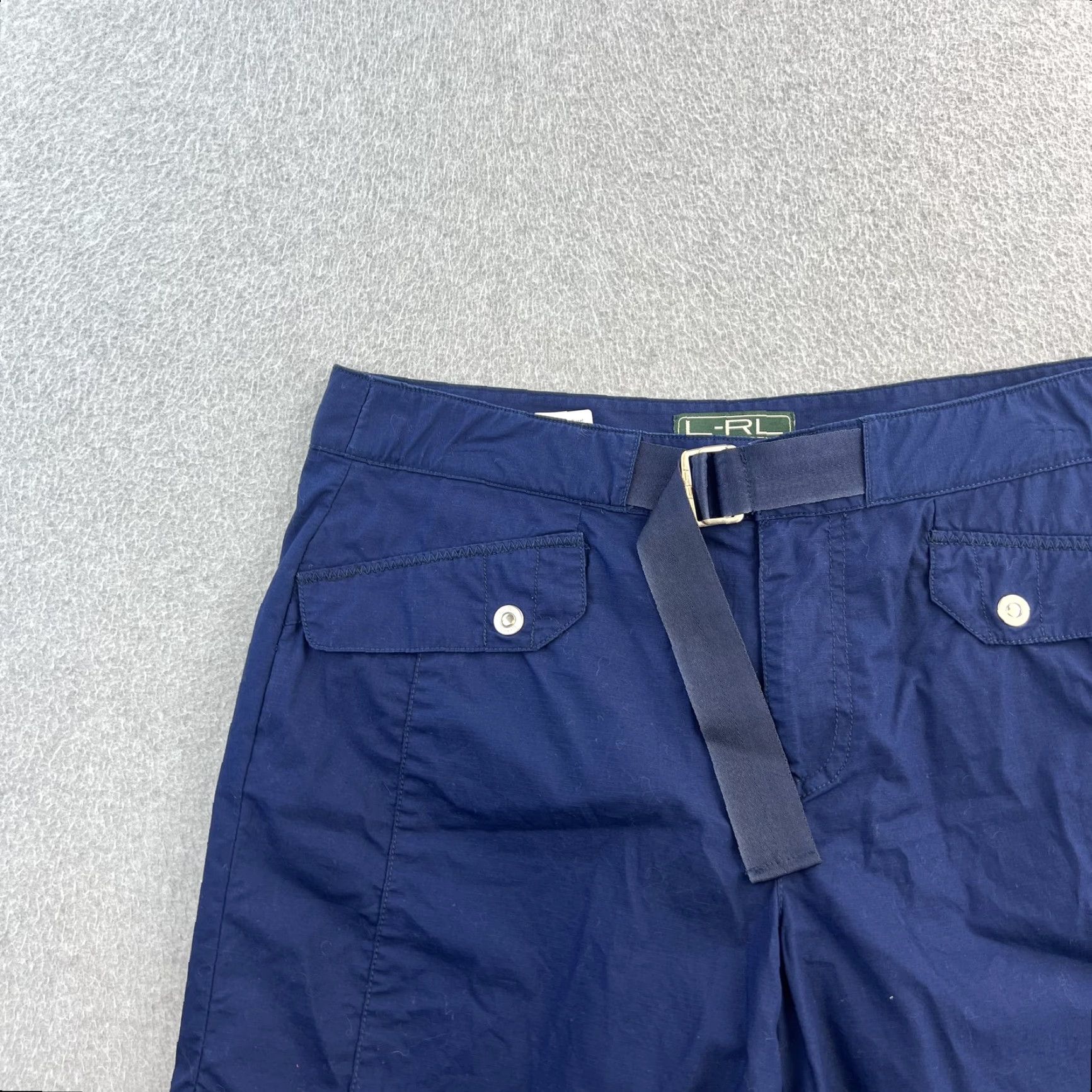 Ralph Lauren Lauren Ralph Lauren Shorts Womens 10 Belted Utility Cargo Pockets Navy Blue 100% Cotton Canvas Outdoor Casual Activewear Travel Mens Womens Girls Boys Size 32" / US 10 / IT 46 - 6 Thumbnail