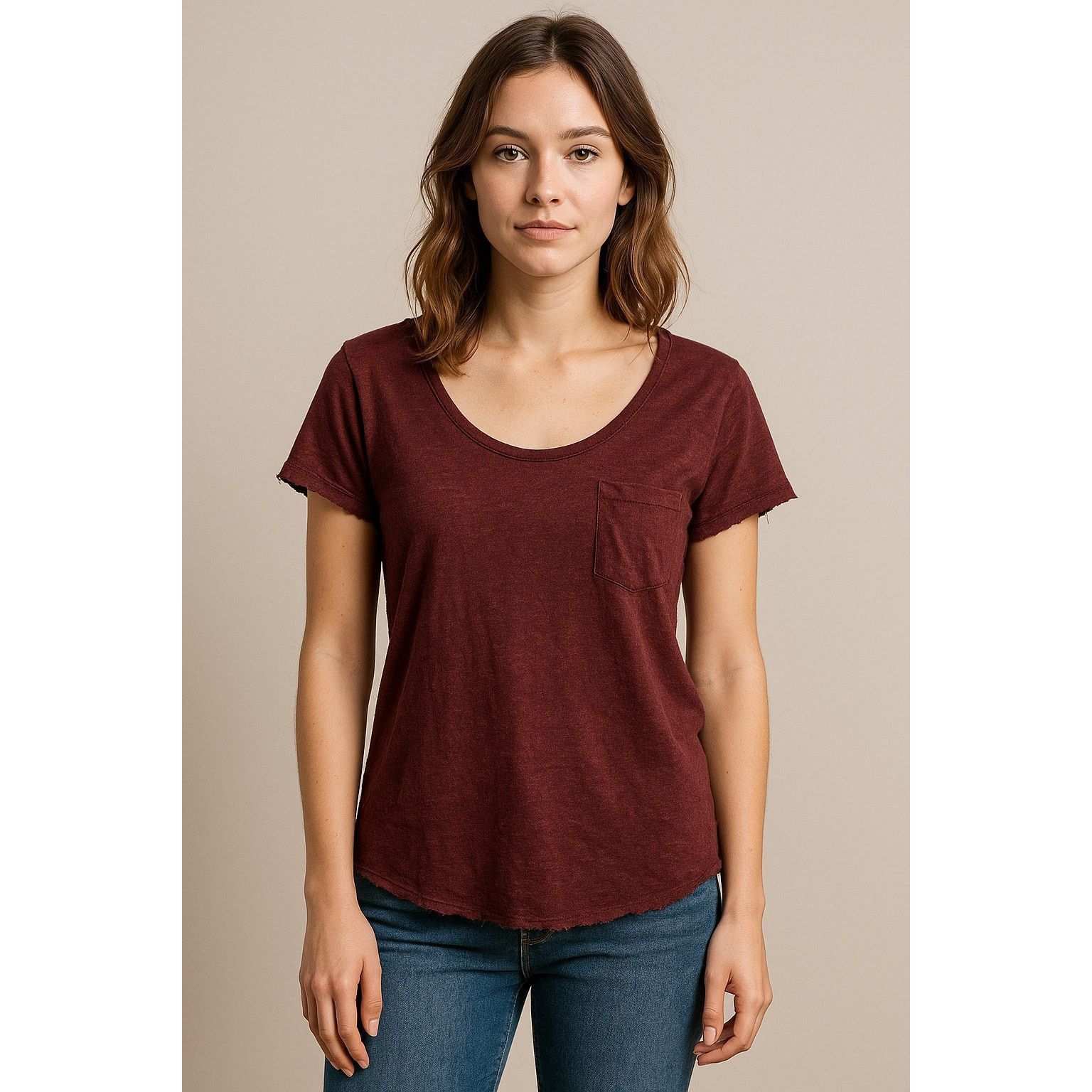 Other Boho Casual Pocket Tee Maroon Short Sleeve T-Shirt XS Size XS / US 0-2 / IT 36-38 - 1 Thumbnail