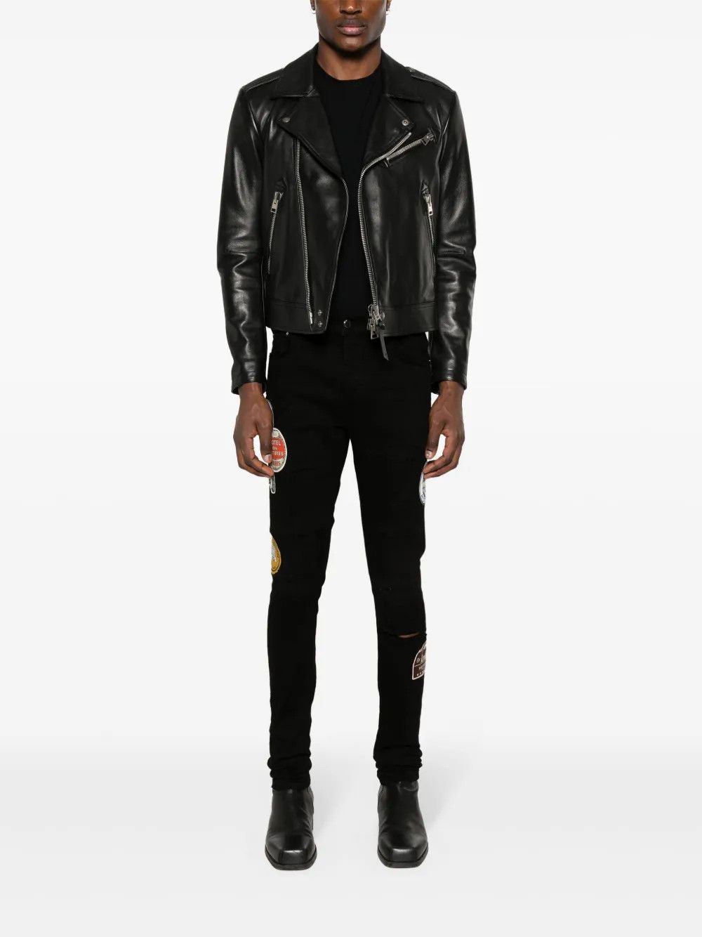 Amiri o1mle0426 Travel Patch Repair Jeans in Black Size US 38 / EU 54 - 2 Thumbnail