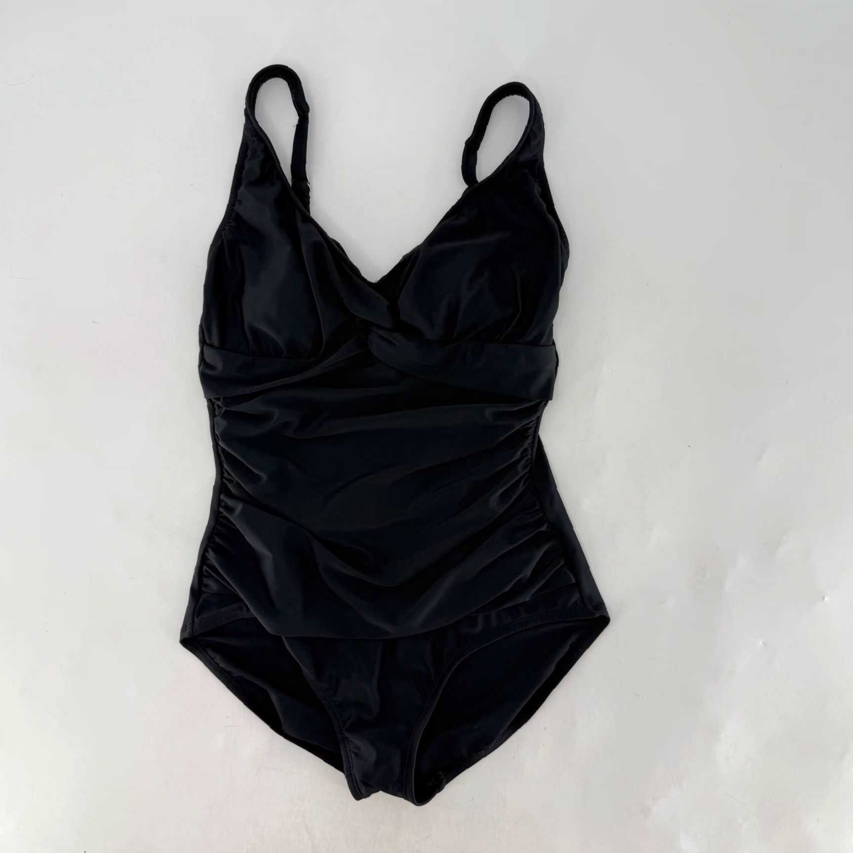 Vintage Maxine of Hollywood Black Ruched One Piece Swimsuit Size 8 Size ONE SIZE - 2 Thumbnail
