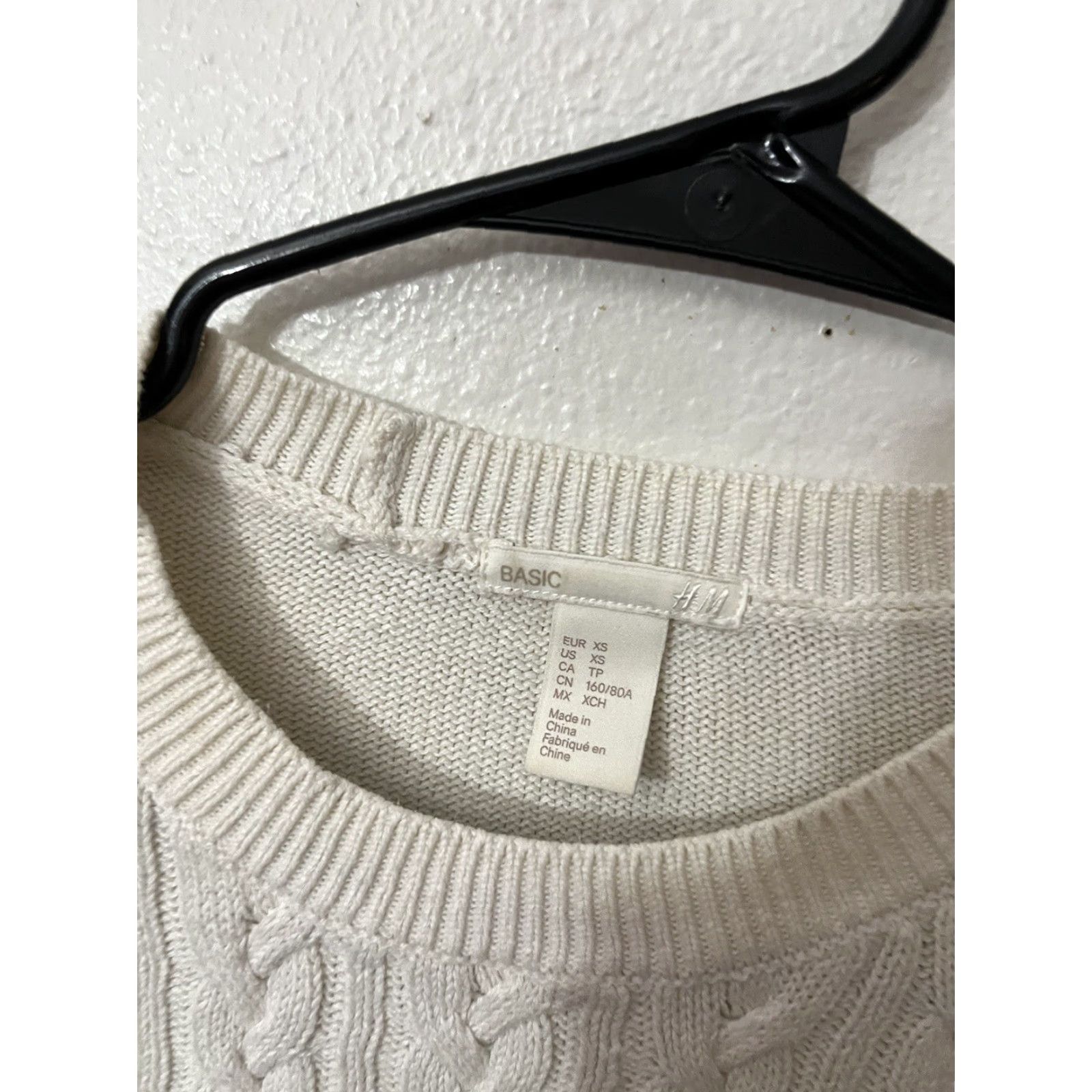 H&M H&M Ivory Knit Sweater XS White Cable Woman Solid Size XS / US 0-2 / IT 36-38 - 3 Thumbnail