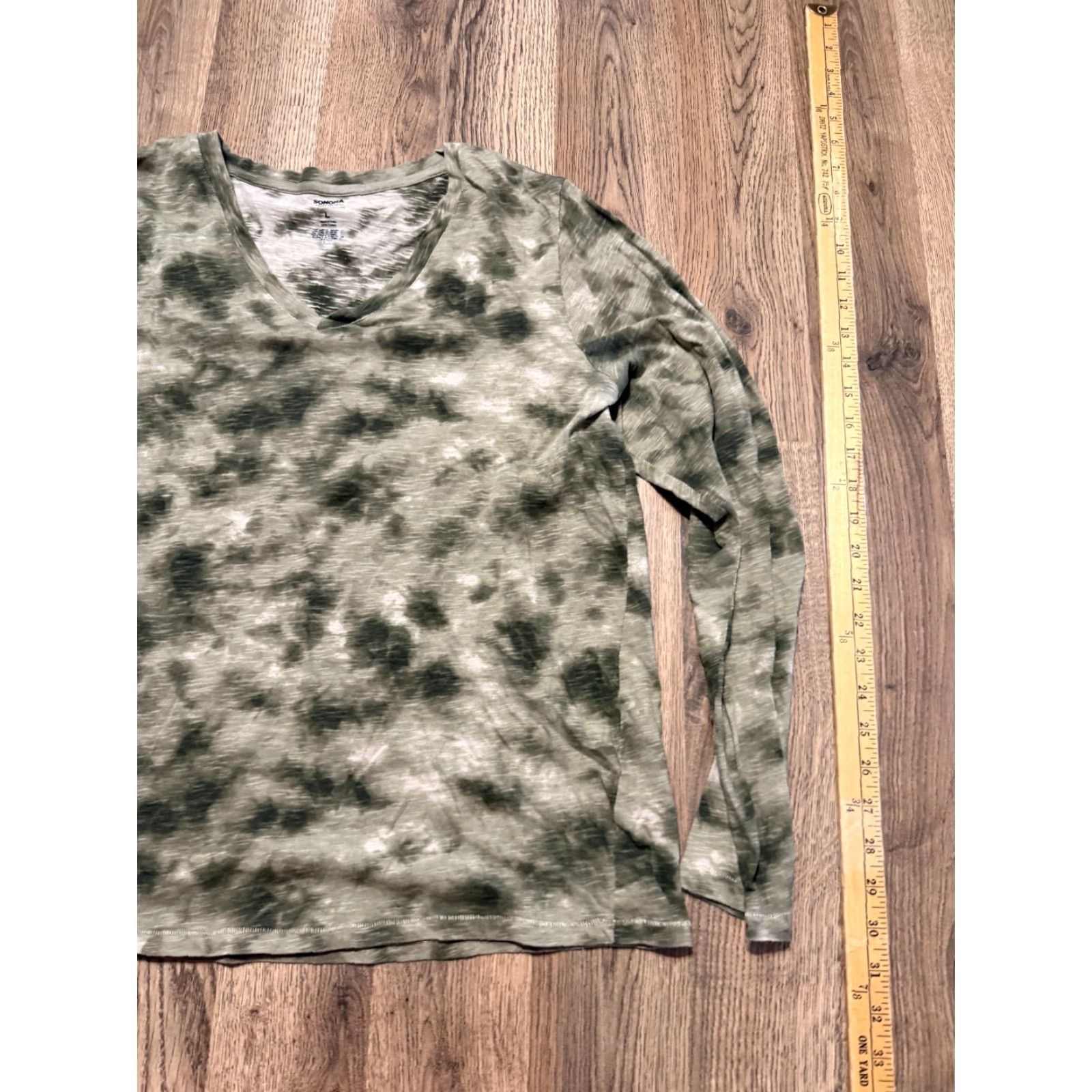 Vintage Sonoma Shirt Women's Large Green White V-neck Long Sleeve Shirt Size L / US 10 / IT 46 - 4 Thumbnail
