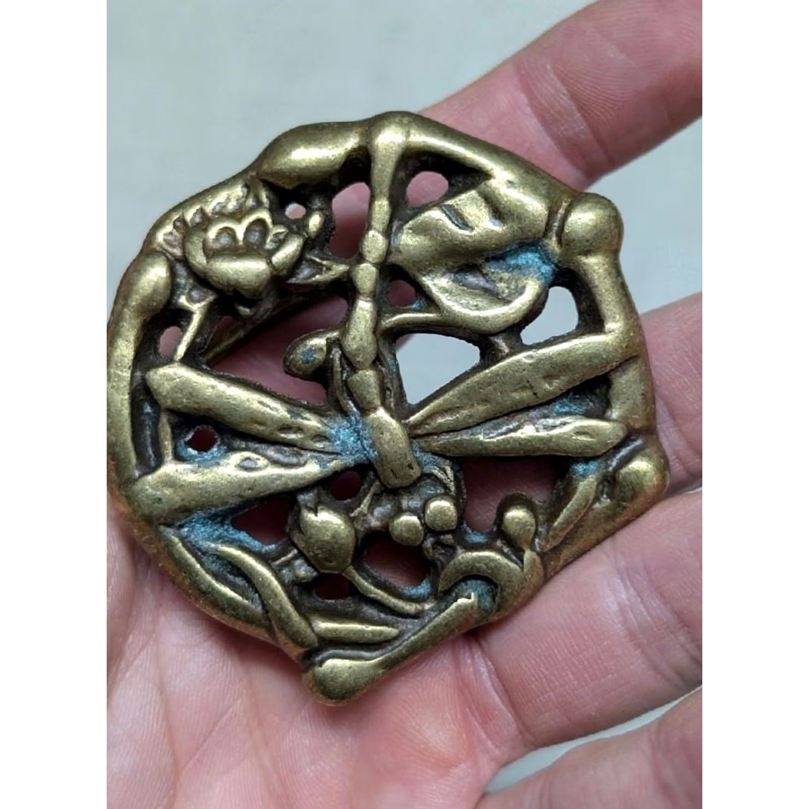 Vintage VINTAGE Dragonfly SOLID BRASS BRASS belt buckle Dragonfly handcrafted cowboy metal Size ONE SIZE - 2 Thumbnail