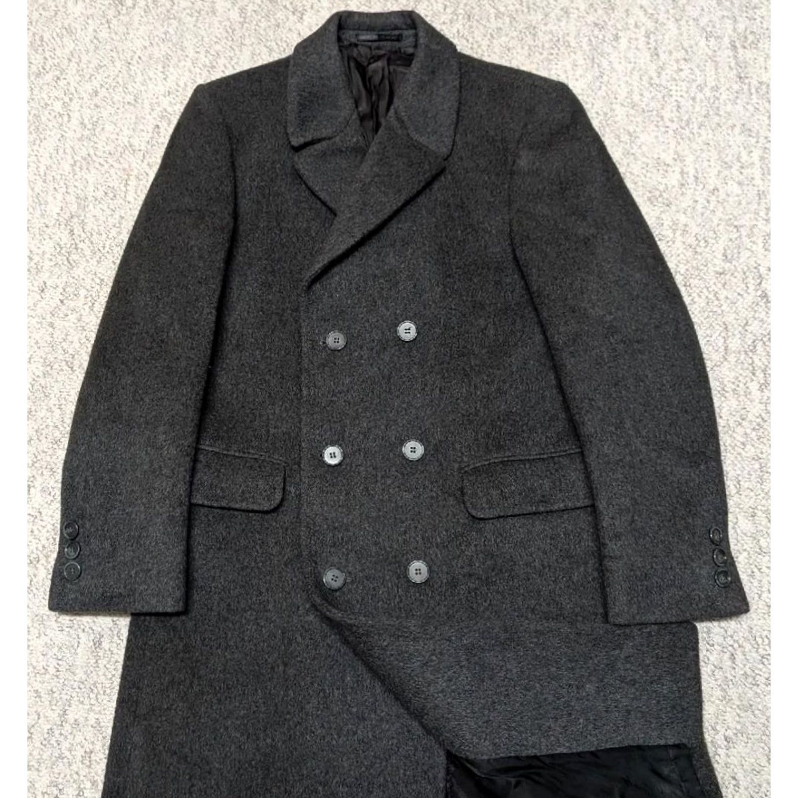 Flannel VINTAGE Stratojac Overcoat Mens 40R Gray Double Breasted Thick Wool Flannel Matted Mohair Size US M / EU 48-50 / 2 - 2 Thumbnail