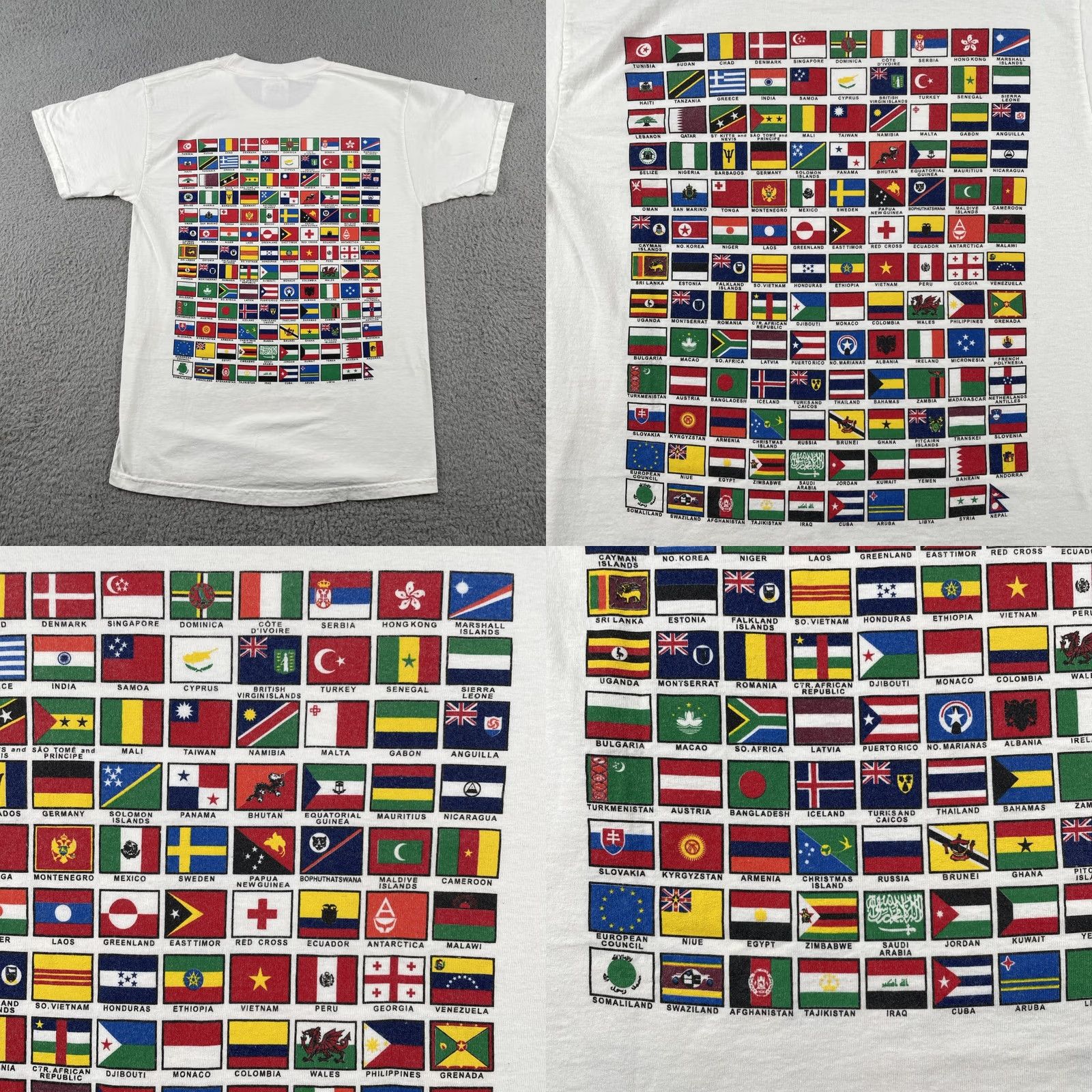 Port & Company VINTAGE Port & Company White Shirt T-Shirt Crew Neck Short Sleeve S Men's World Flags 90s Y2k Travel Abroad Culture Ships Planes Size US S / EU 44-46 / 1 - 9 Thumbnail