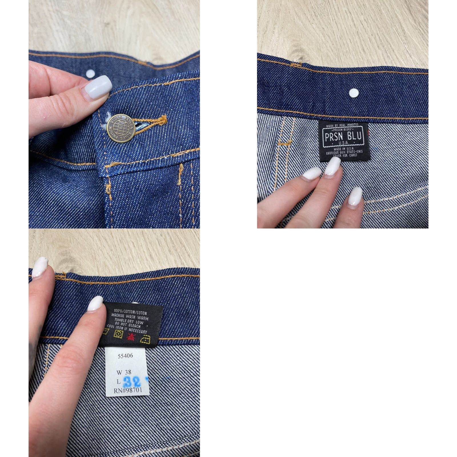 Vintage Prison Blues Jeans Vintage Baggy Denim Pants Workwear Size 38 Blue Cotton Denim Straight 32 Inseam Mens Size US 38 / EU 54 - 8 Thumbnail
