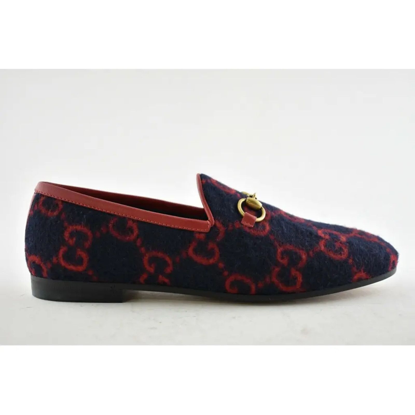 Gucci Gucci New Jordaan Wool Blue Red GG Logo Horsebit Size US 8 / IT 38 - 2 Thumbnail