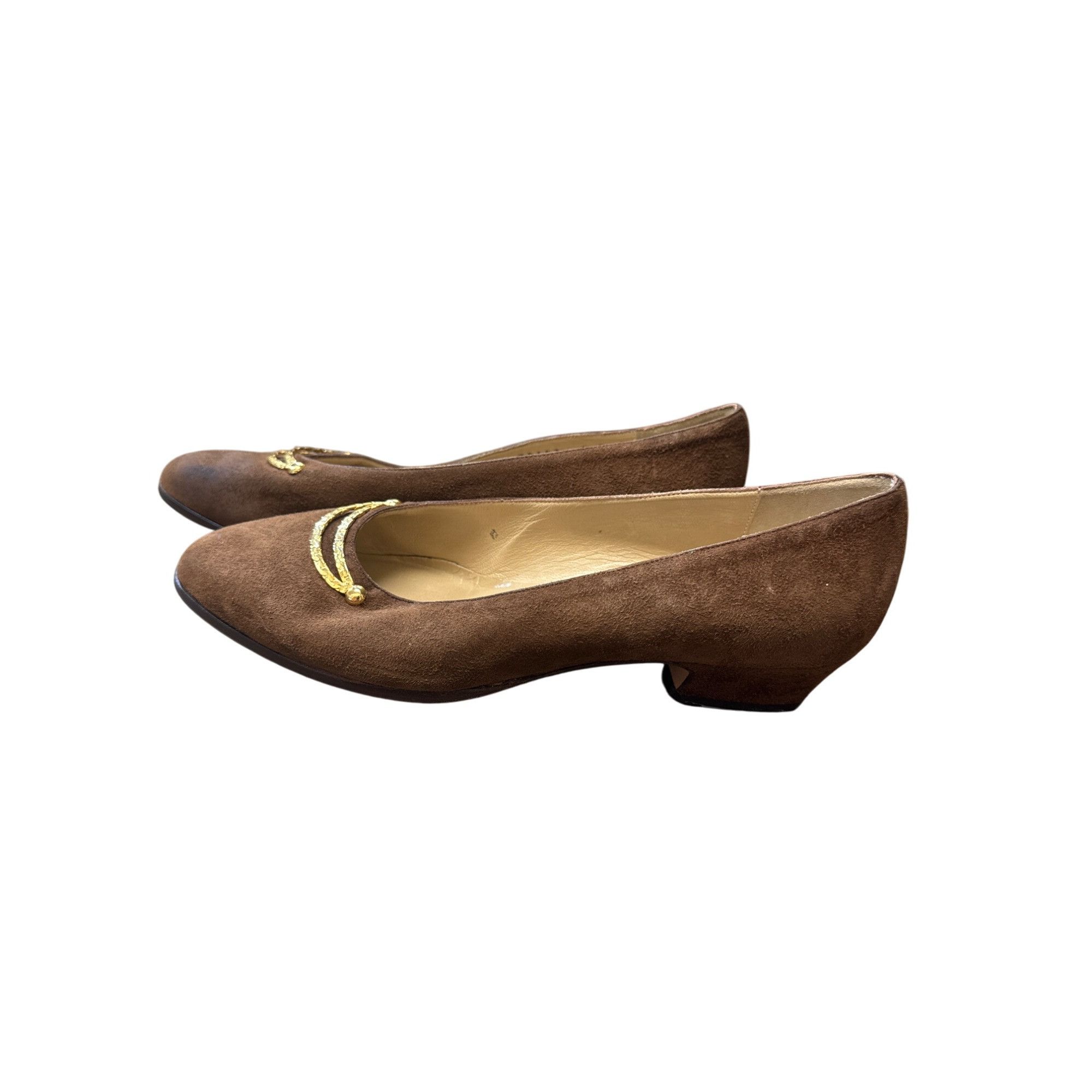 Cole Haan Cole Haan Womens Brown Suede Kitten Heels Size 5B SKU 6857 Size US 5 / IT 35 - 4 Thumbnail
