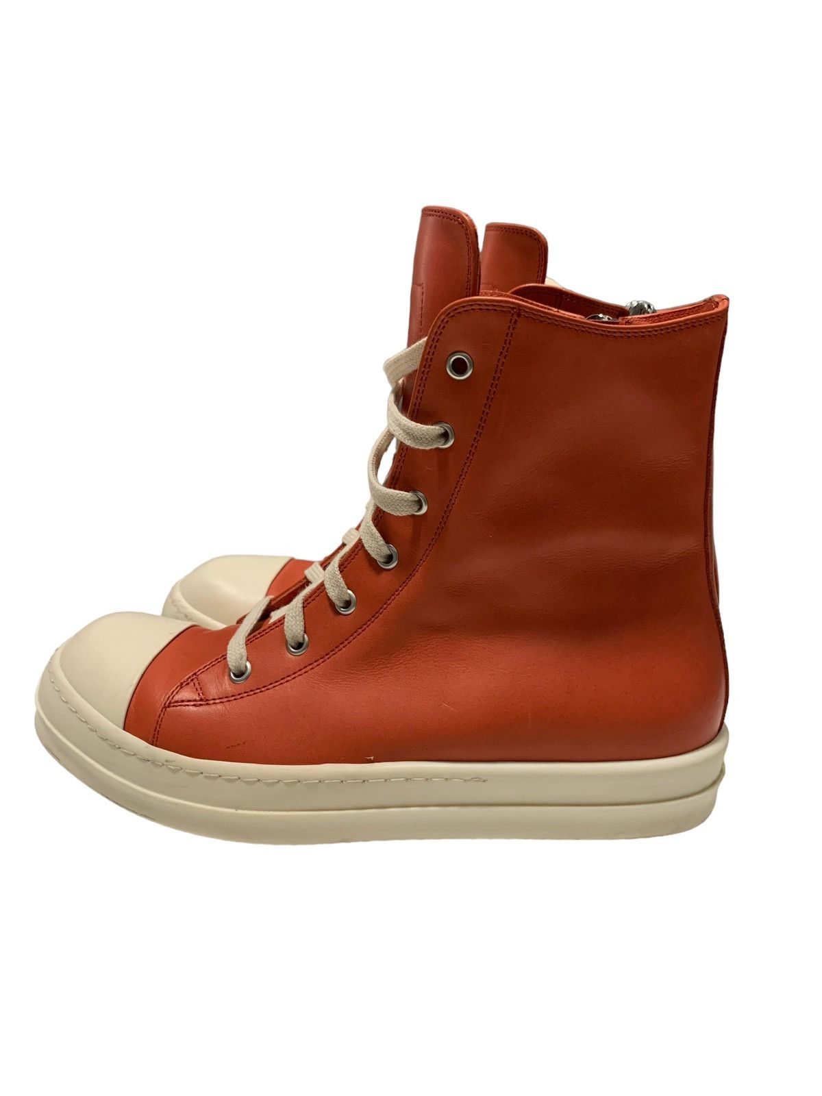 image of Rick Owens Ramones Hi Orange/milk Shoes, Men's (Size 8)