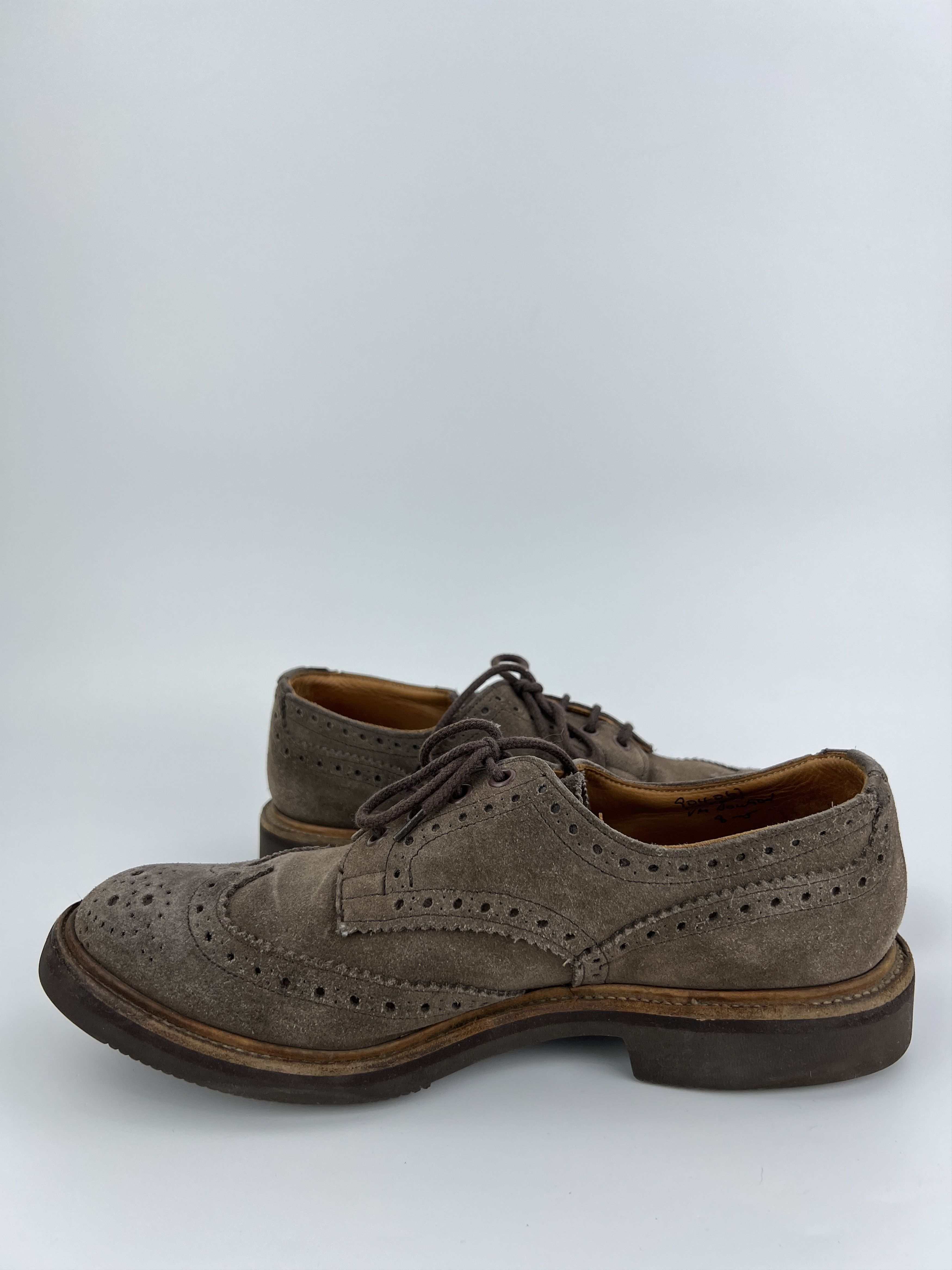 Tricker's Trickers Downton Handmade Gray Suede Derby Shoes Size US 9.5 / EU 42-43 - 4 Thumbnail