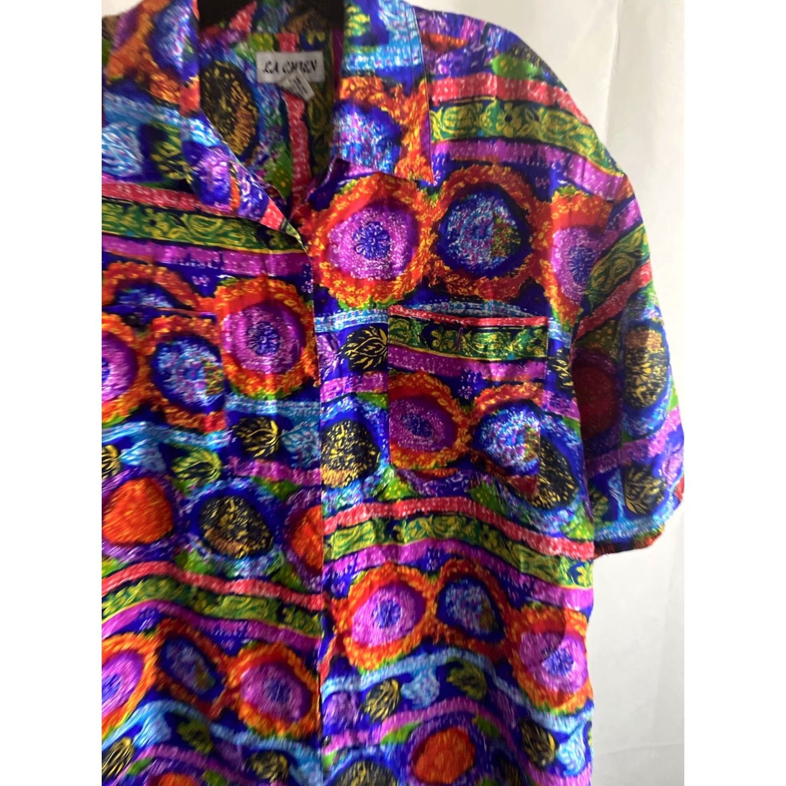 Bonobos WOMENS La Chien 100% Silk Artwork Padded Shoulders Shirt Large L Length 33 Size L / US 10 / IT 46 - 5 Thumbnail