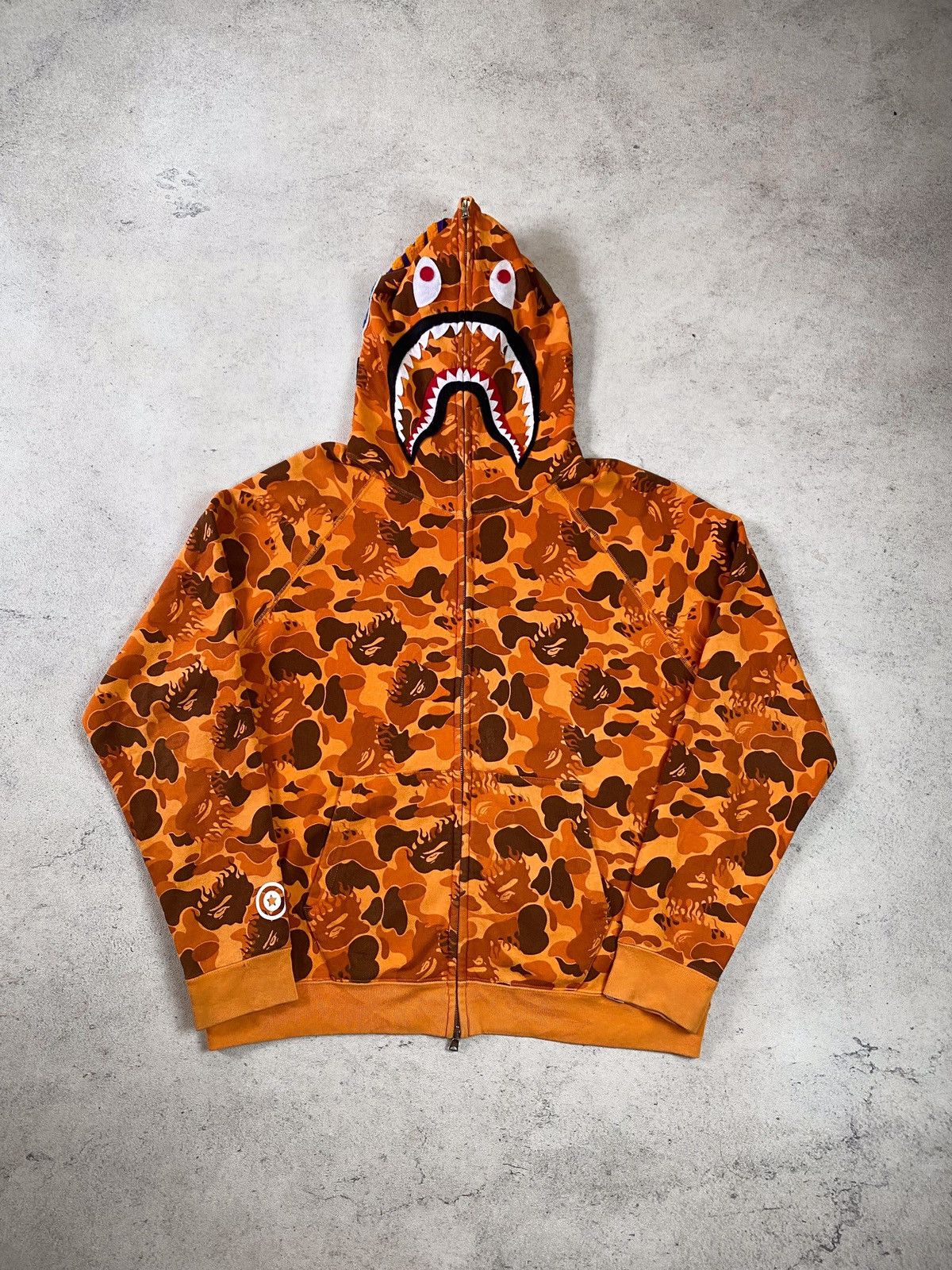 Bape Og Bape Fire Camo Shark Full Zip Hoodie Grailed