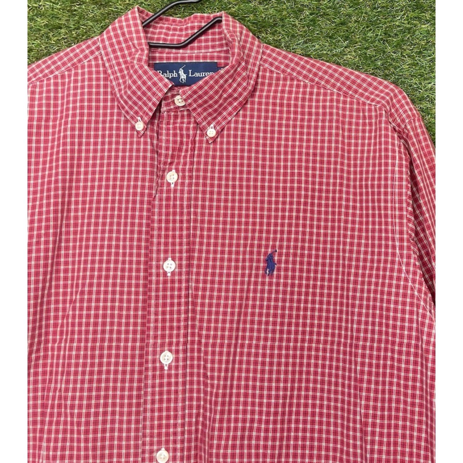Ralph Lauren Ralph Lauren Button-Up Shirt Mens L Red Gingham Long Sleeve Collared Classic Fit 15.5 Cotton N/A Size US L / EU 52-54 / 3 - 2 Thumbnail