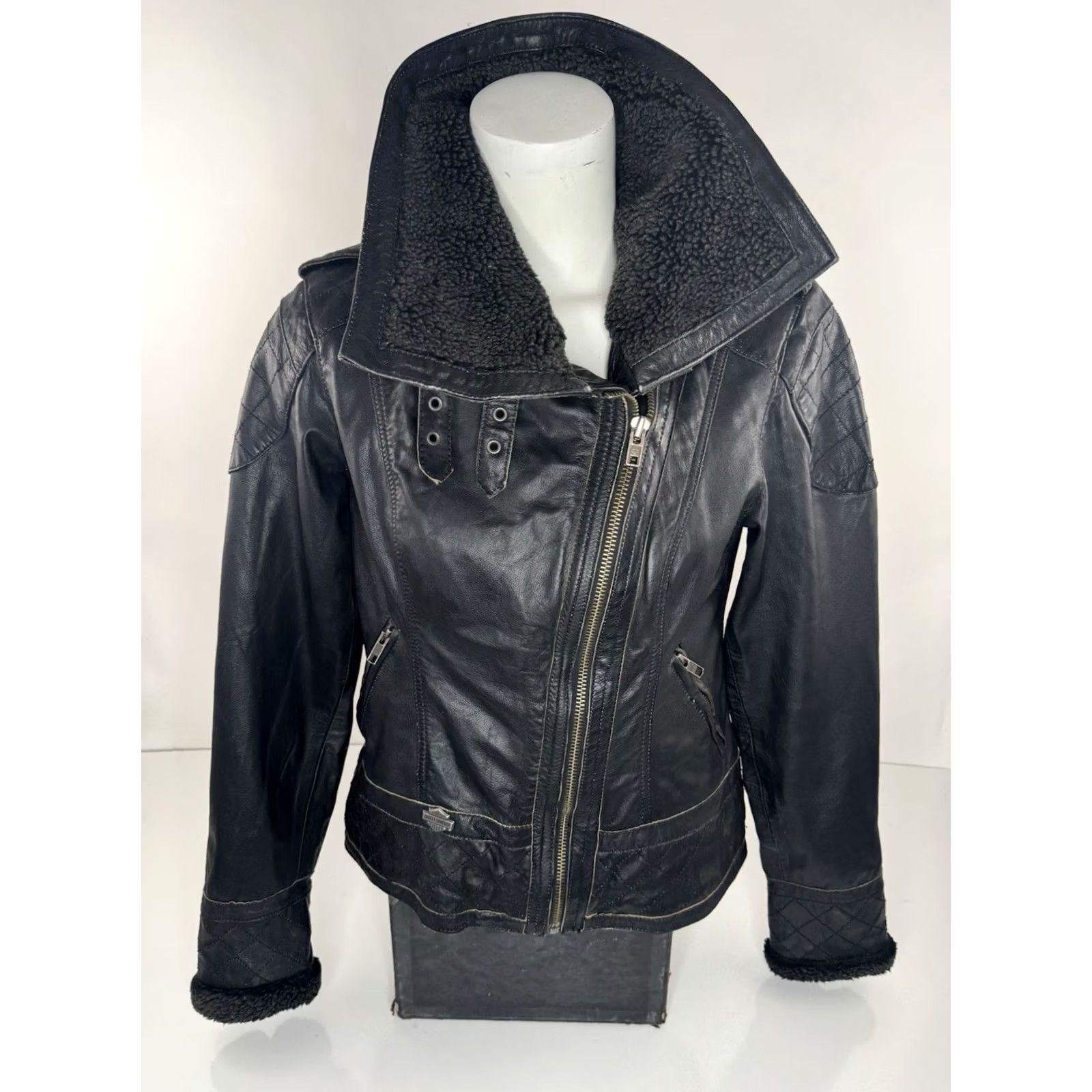 Harley Davidson HARLEY-DAVIDSON Leather Womens XS Biker Motorcycle Jacket Shirt/Outerwear? Size XS / US 0-2 / IT 36-38 - 2 Thumbnail
