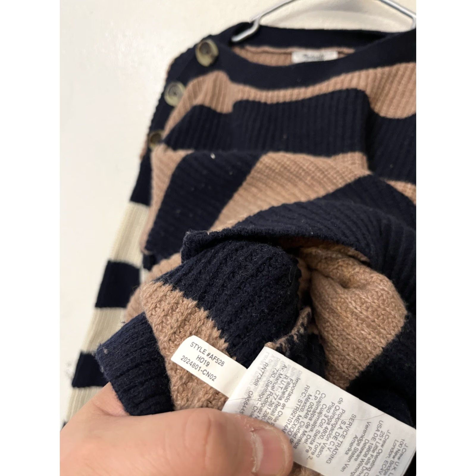 Madewell Madewell Merino Wool Sweater Womens Small Calloway Boat Neck Pullover Striped Brown Knit Crew Neck Casual Fall Winter Relaxed 100% Merino Wool Size S / US 4 / IT 40 - 4 Thumbnail