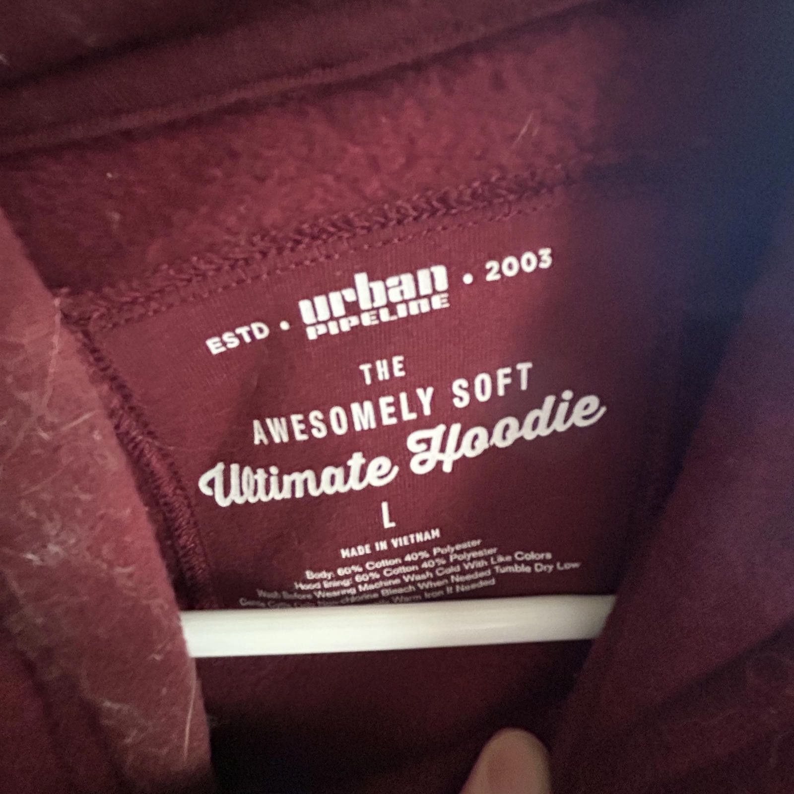 Urban Pipeline The Awesomely Soft Ultimate Hoodie (L) Burgundy Cozy Comfort Size US L / EU 52-54 / 3 - 3 Thumbnail