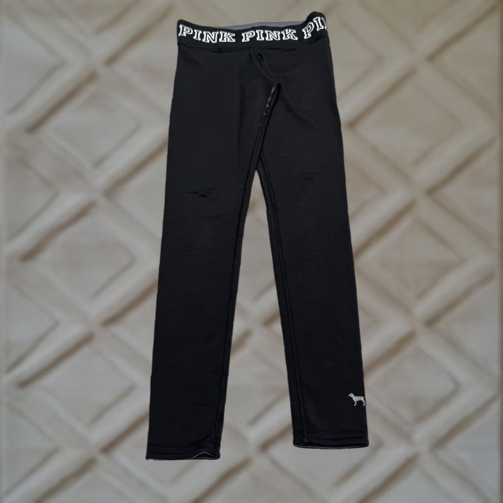 Victoria's Secret VINTAGE Victoria's Secret Reversible Leggings Womens 28 Black Gray Activewear Compression Athletic Size 28" / US 6 / IT 42 - 1 Thumbnail