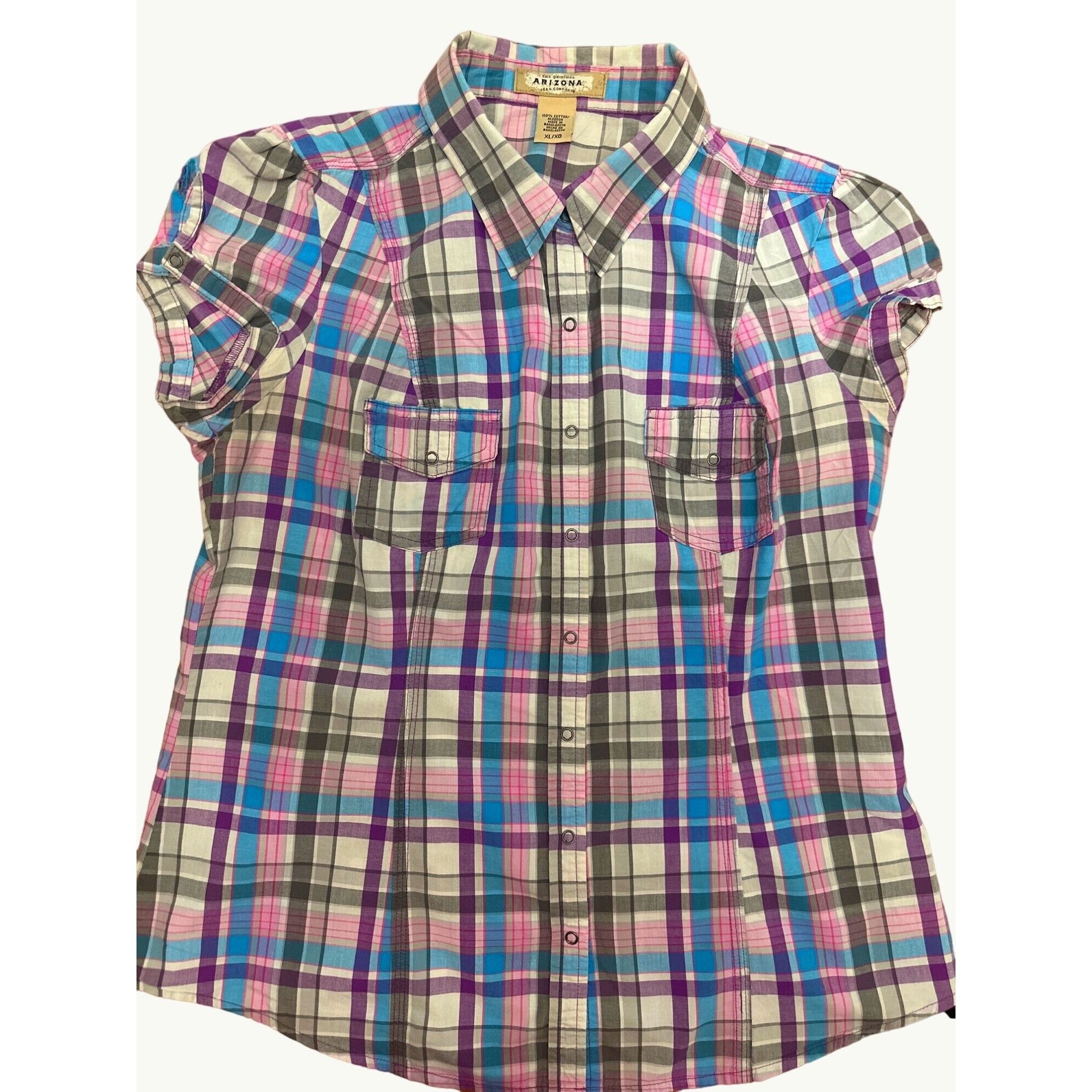 Arizona Jean Co. Arizona Jean Company Plaid Short Sleeve Button Up Shirt XL A Size XL / US 12-14 / IT 48-50 - 10 Thumbnail