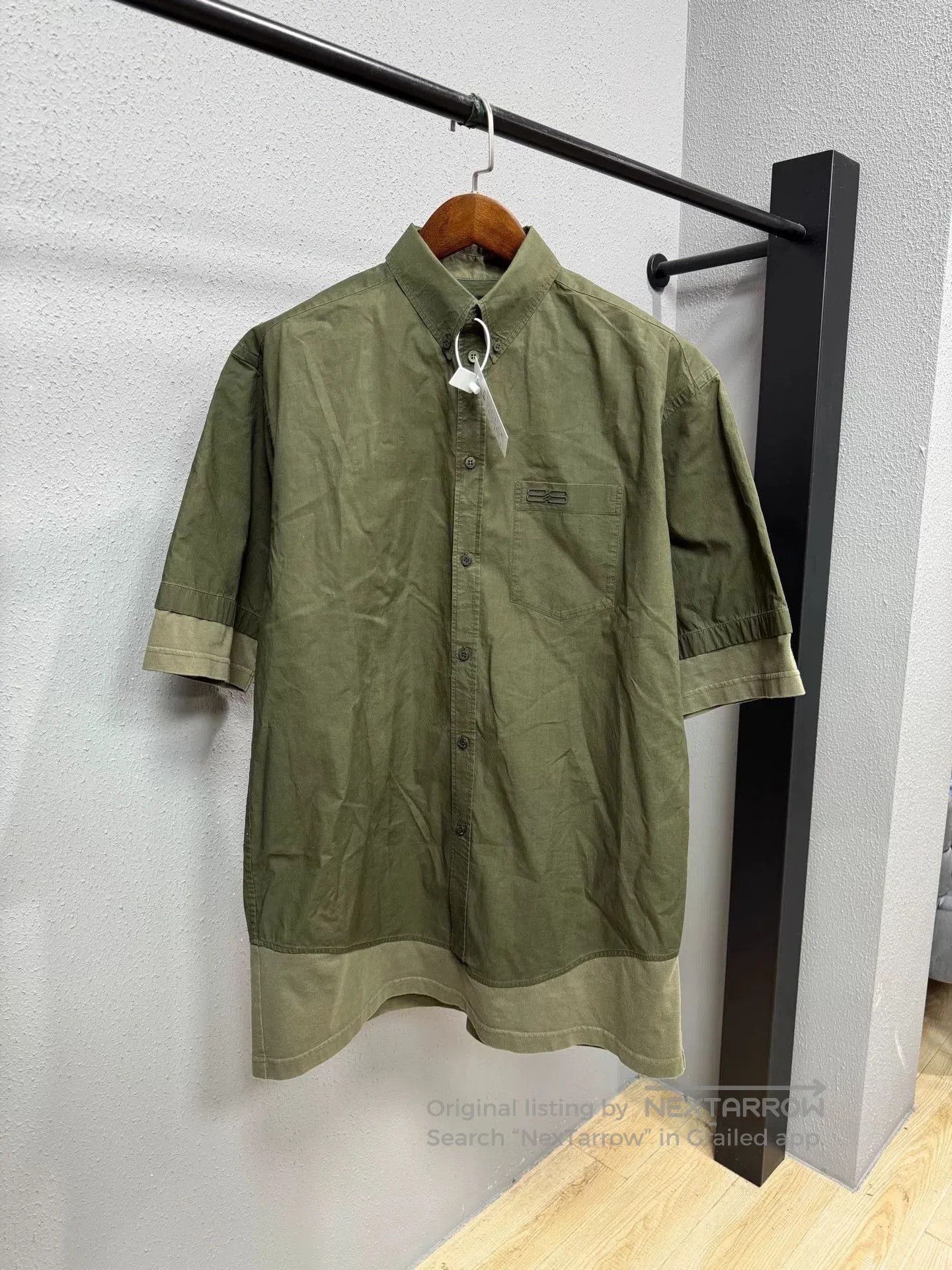 Balenciaga balenciaga army green patchwork shirt. Size US M / EU 48-50 / 2 - 1 Thumbnail