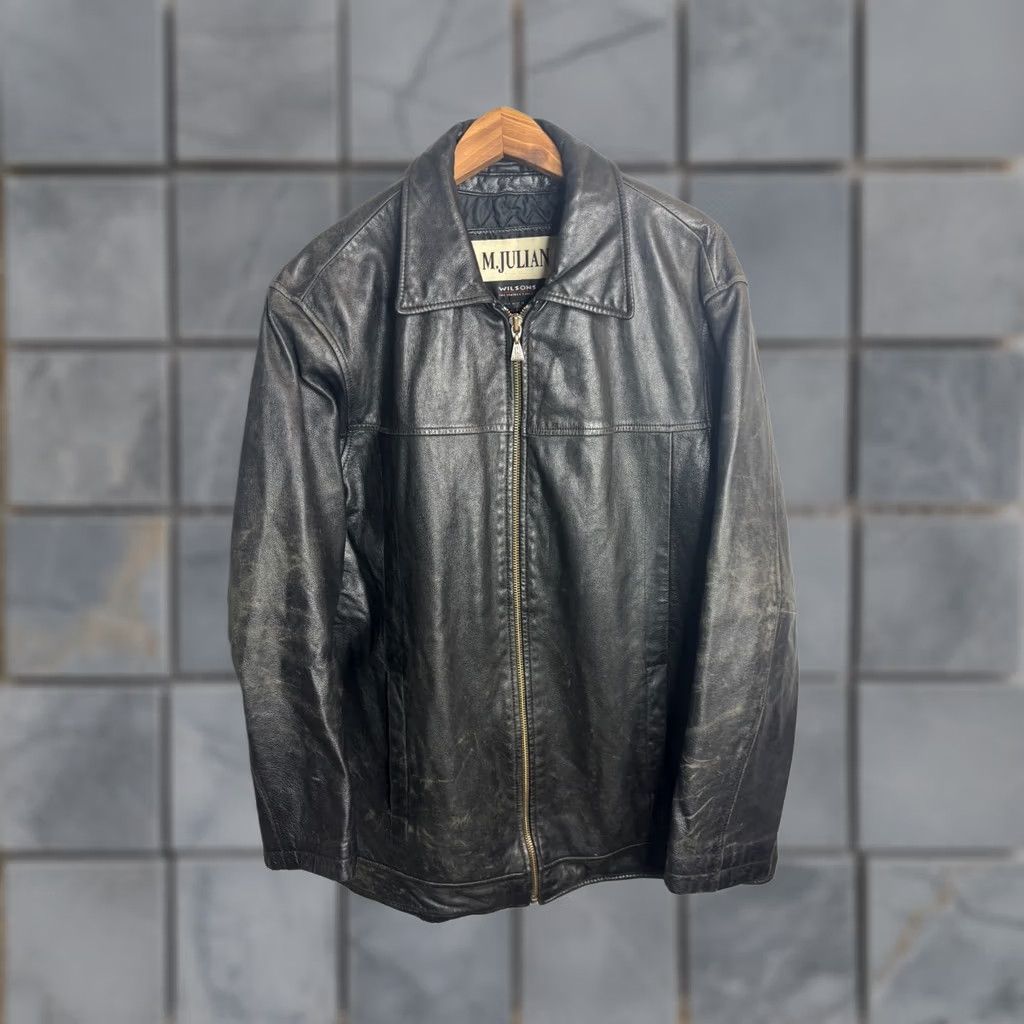 Wilson Wilson Leather M Julian Jacket Mens M Full Zip Biker Moto Grunge Classic 4481 Black Solid Vintage No N/A Size US M / EU 48-50 / 2 - 1 Thumbnail