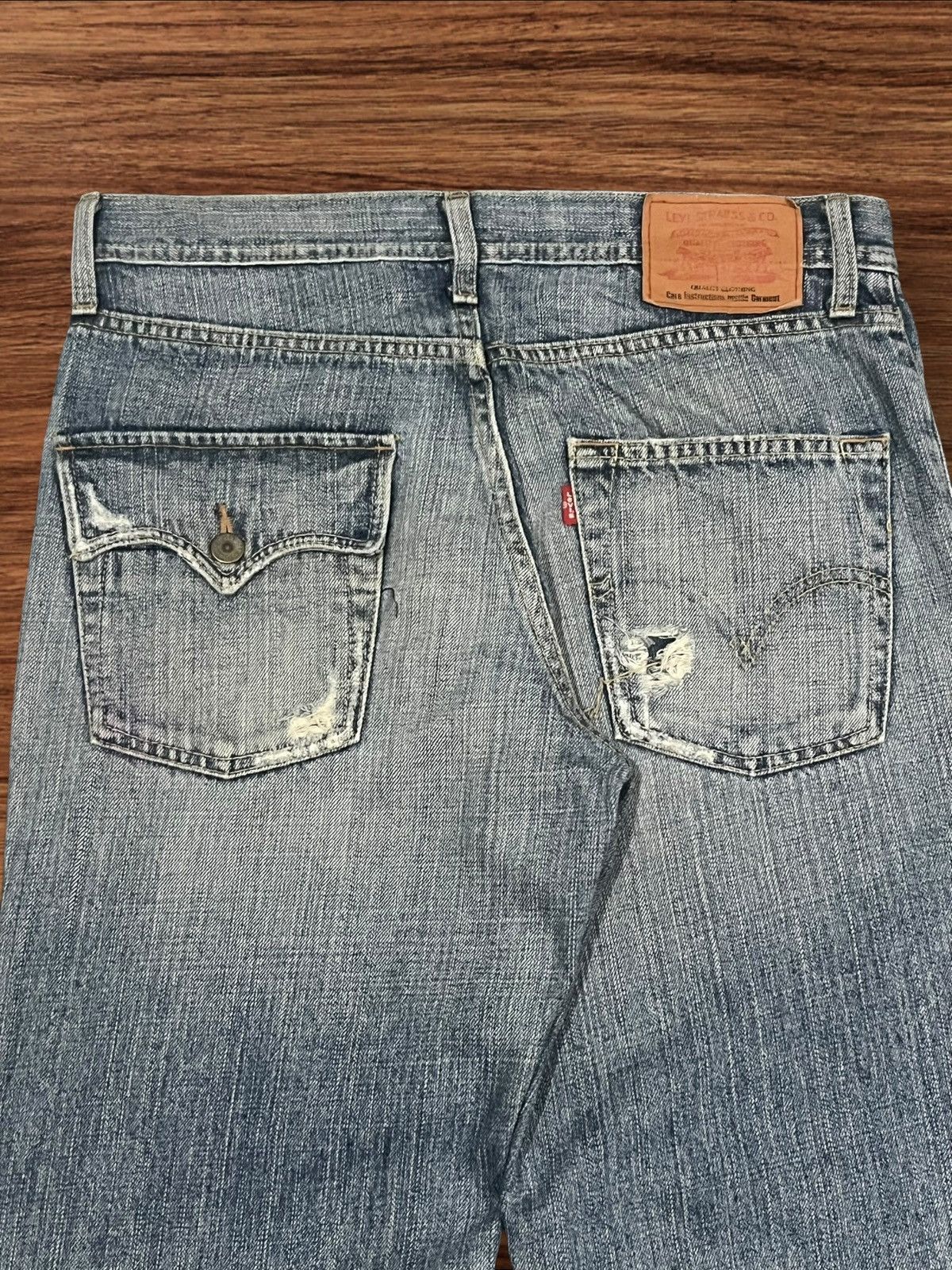 Levi's Vintage Y2K Levi’s Blue Washed Distressed Flare Jeans Size US 31 - 7 Thumbnail