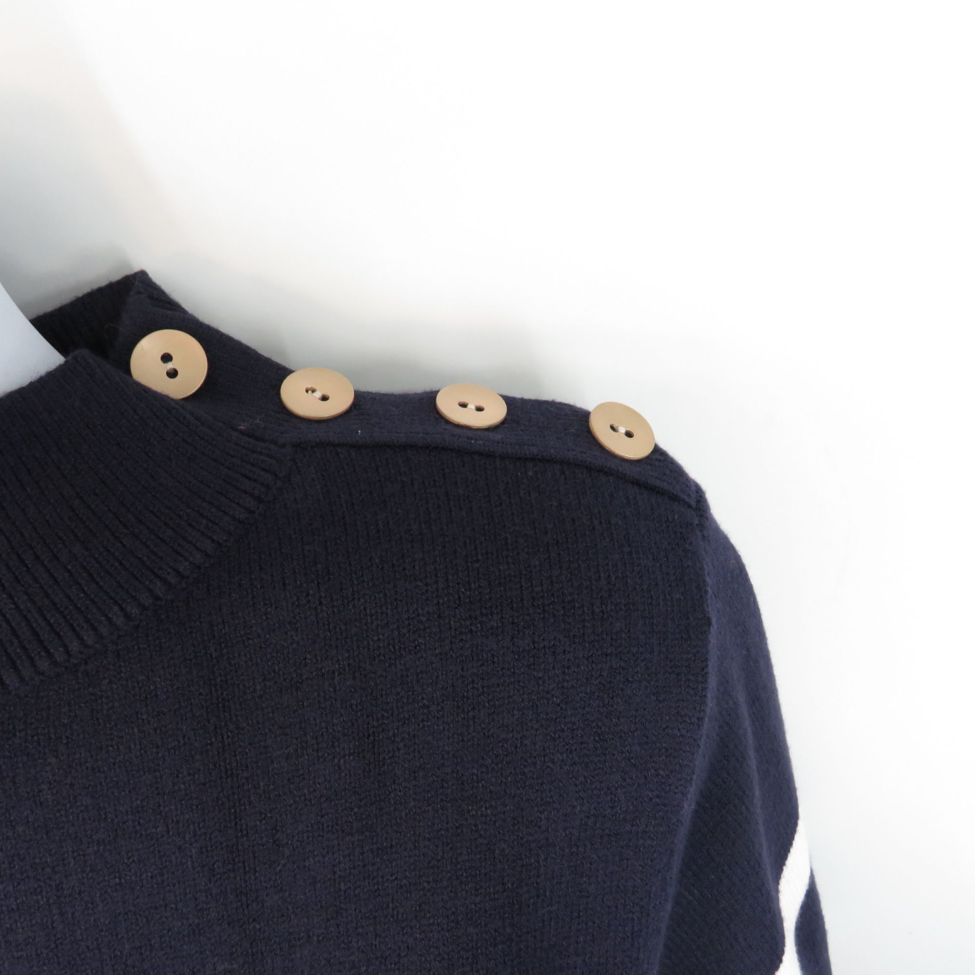 Other LongYuan Women's Sweater Button Shoulder Blue White XL NWT Size XL / US 12-14 / IT 48-50 - 2 Thumbnail