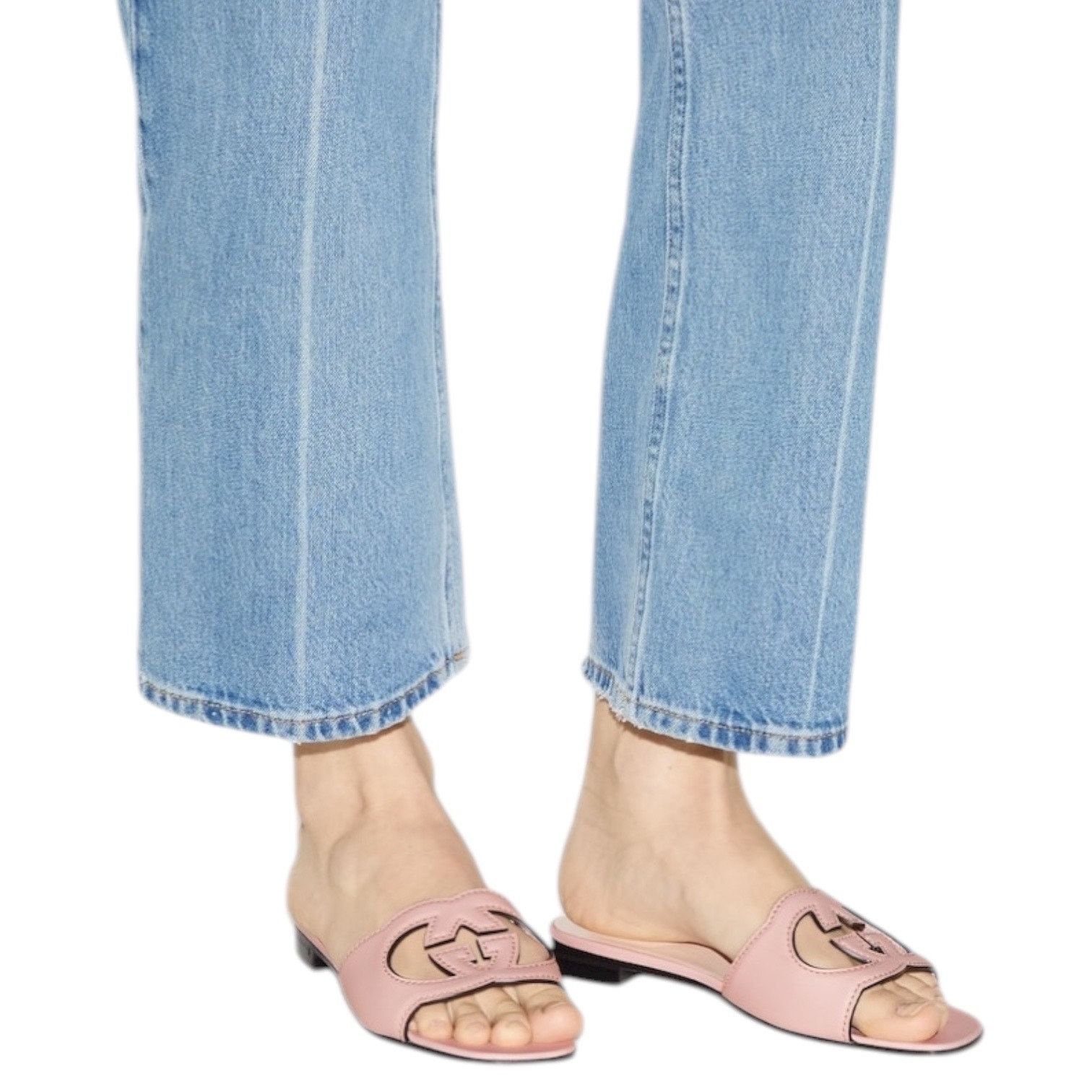 Gucci Gucci Interlocking G Cutout Leather Slide Flat Sandal 37.5 Size US 7.5 / IT 37.5 - 2 Thumbnail