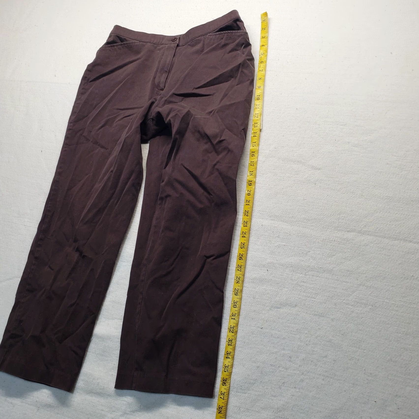 Vintage Kim Rogers Pants Brown Adult Women 12P Petite Elastic Waist Straight Leg Casual Pants Women 12P Brown Size 34" / US 12 / IT 48 - 6 Thumbnail
