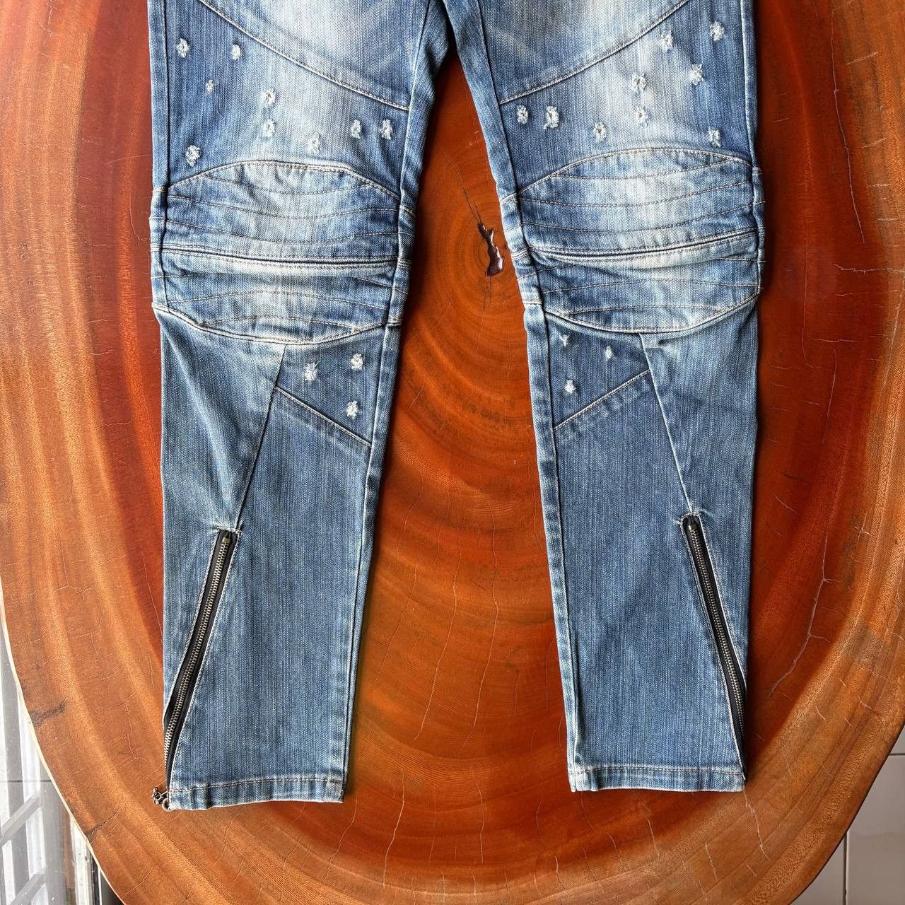 PPFM PPFM Biker Multipocket Zipper Stud Blue Jeans Pants Size US 31 - 5 Thumbnail