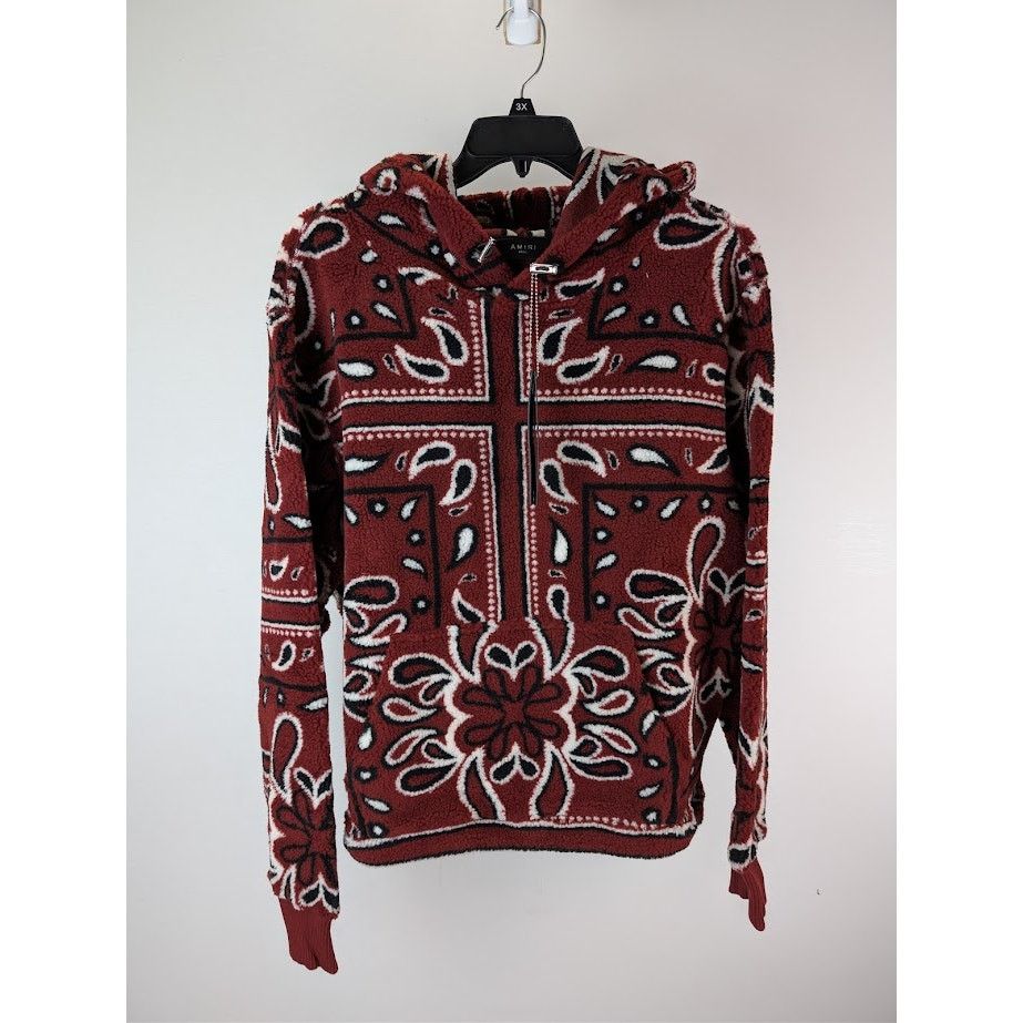 Amiri o1rshd1 Printed Bandana Fleece Hoodie in Red/Black Size US S / EU 44-46 / 1 - 9 Thumbnail