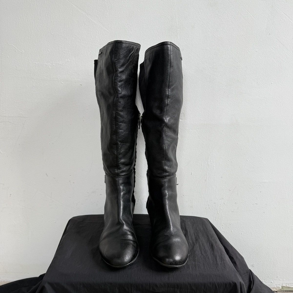 DKNY Archive 00's DKNY Wedge Knee High Leather Boots Racing Moto Size US 11 / IT 41 - 5 Thumbnail