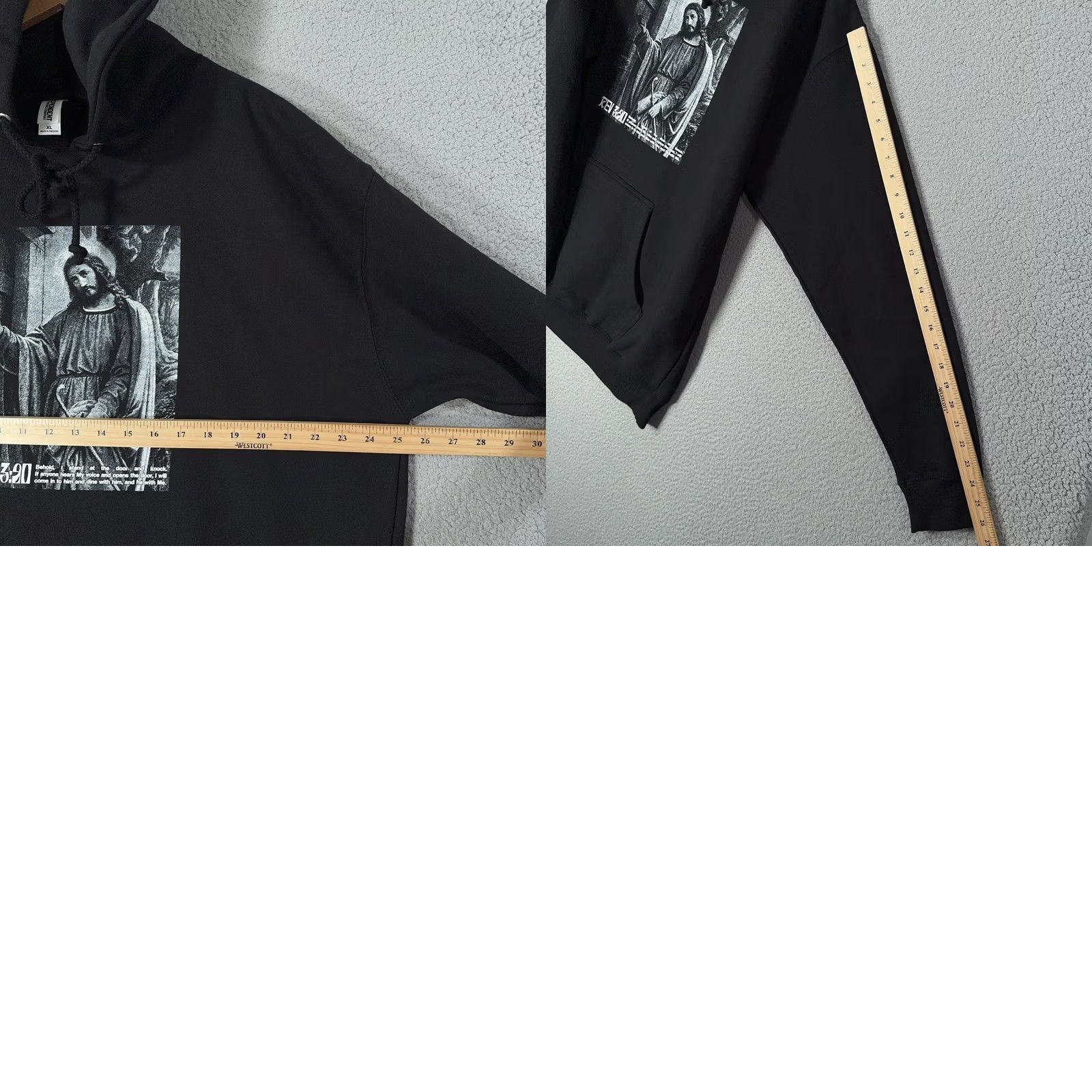 Vintage VINTAGE Jesus Hoodie Black REV 3:20 XL Christian Streetwear Ascend Church - Nike? Size US XL / EU 56 / 4 - 9 Thumbnail