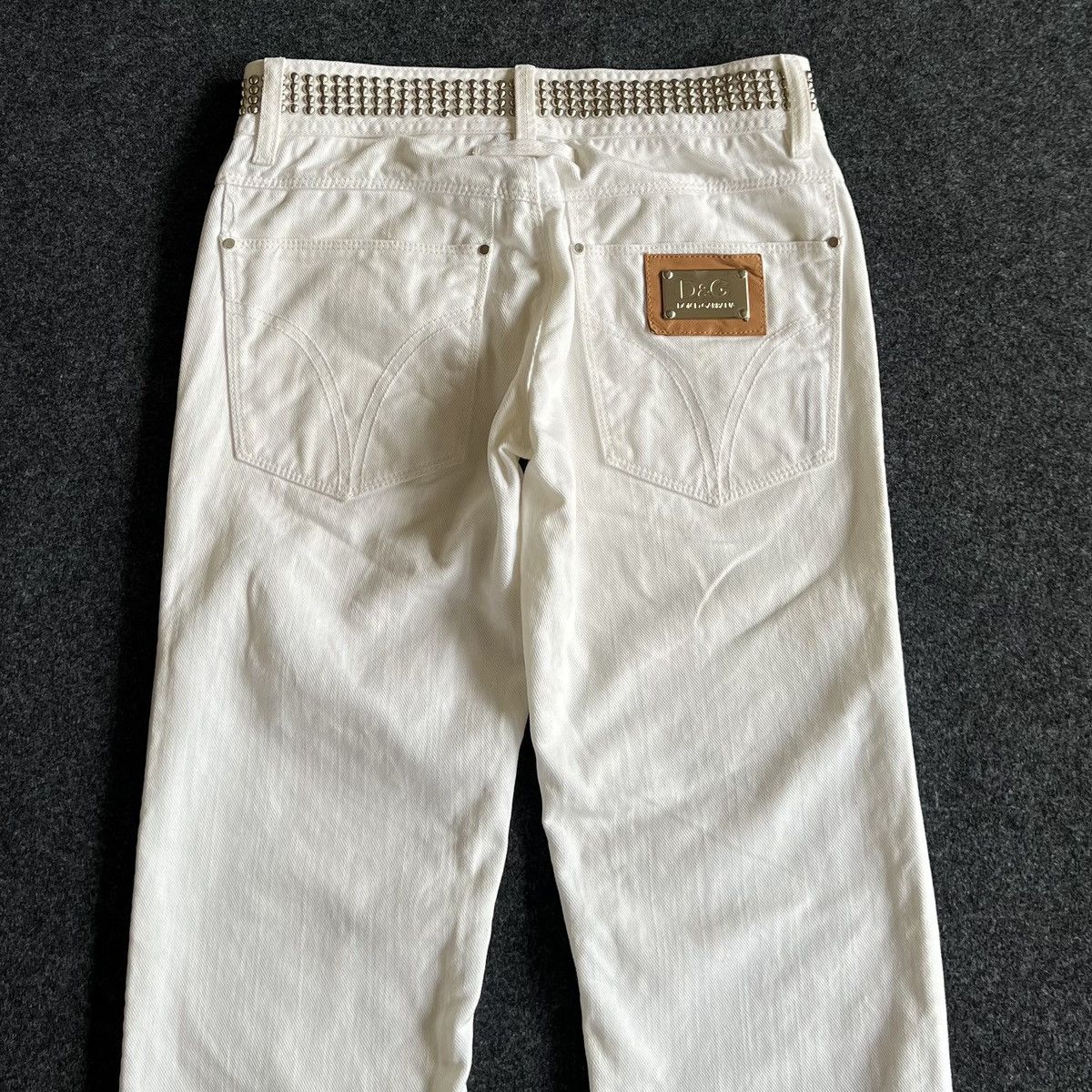 Dolce & Gabbana D&G Audacious Studded White Jeans 2000s Size US 29 - 9 Thumbnail