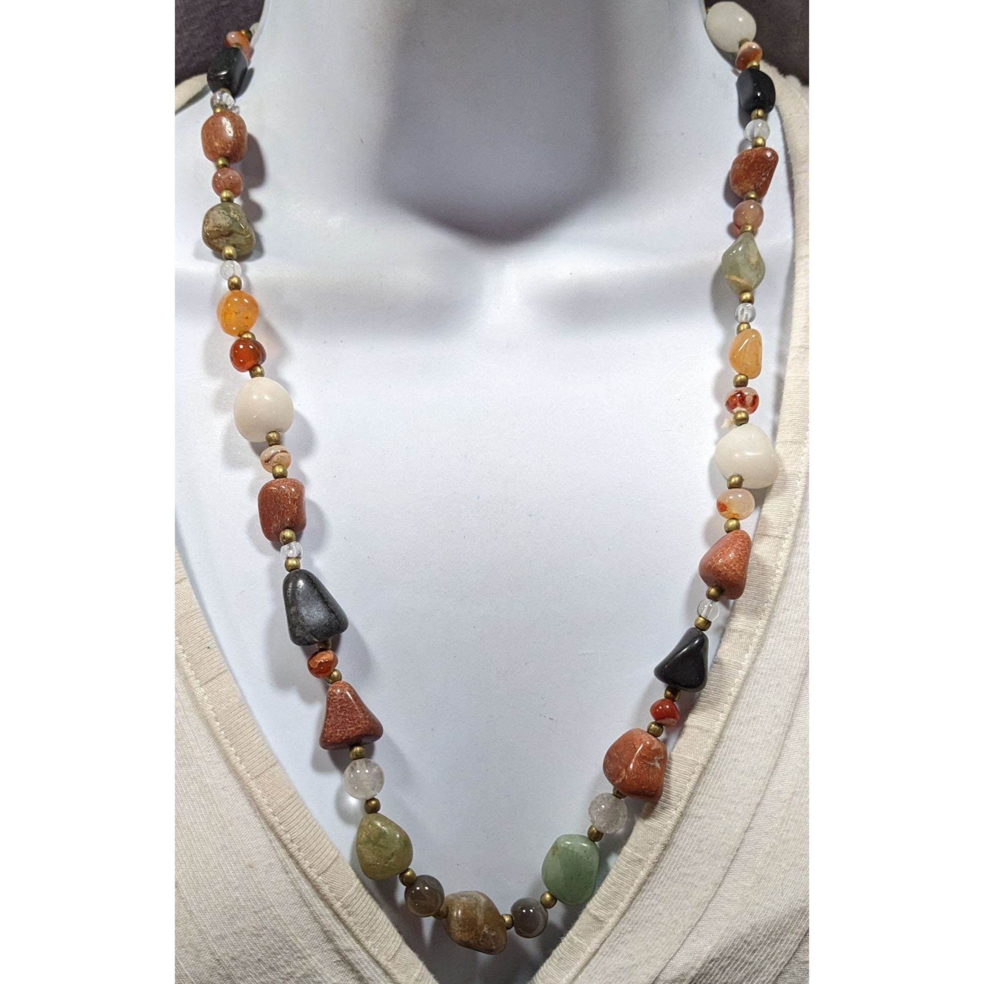 Other Vintage Beggar's Bead Necklace Genuine Polished Gemstones Wi Size ONE SIZE - 4 Thumbnail