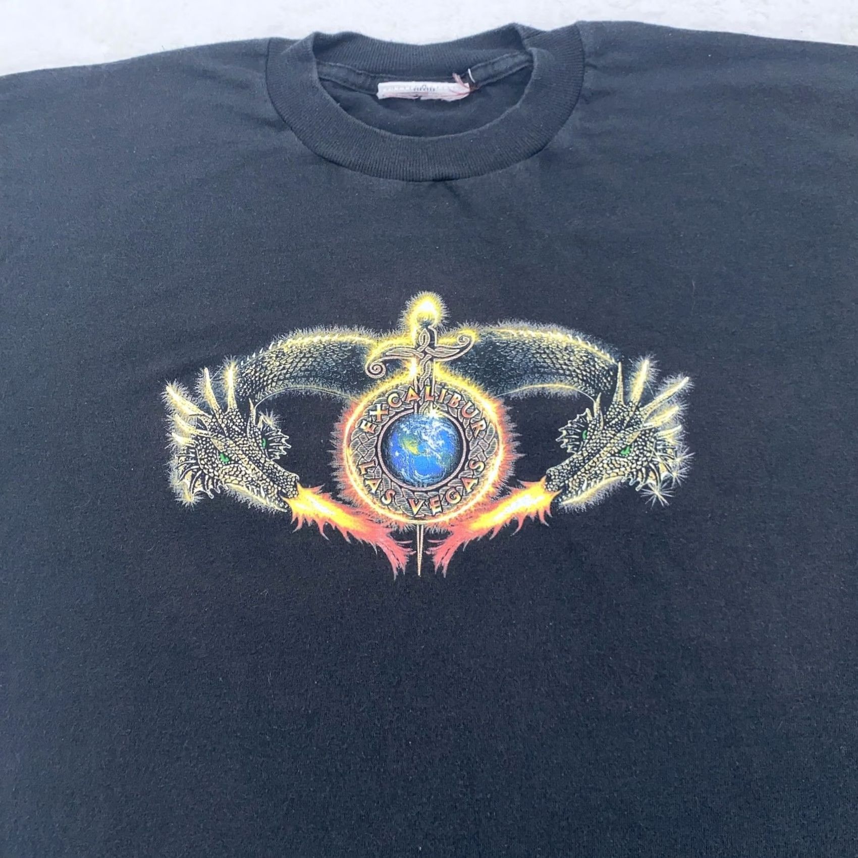 Vintage VINTAGE Excalibur Las Vegas Shirt Mens M/L Black Dragon Sword Graphic 90s Tee Size US M / EU 48-50 / 2 - 2 Thumbnail